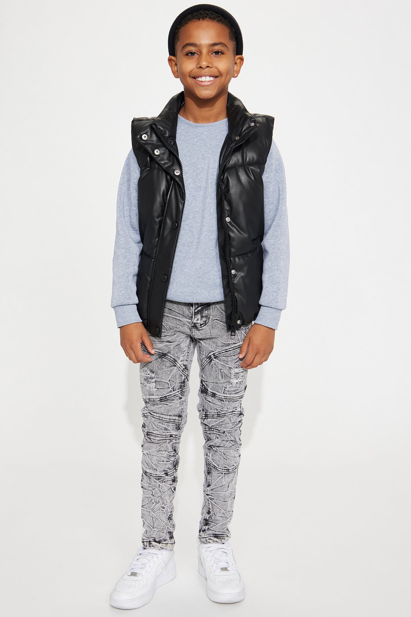 Grey Mineral Wash Mini Denim Jeans: Washed Away Chic