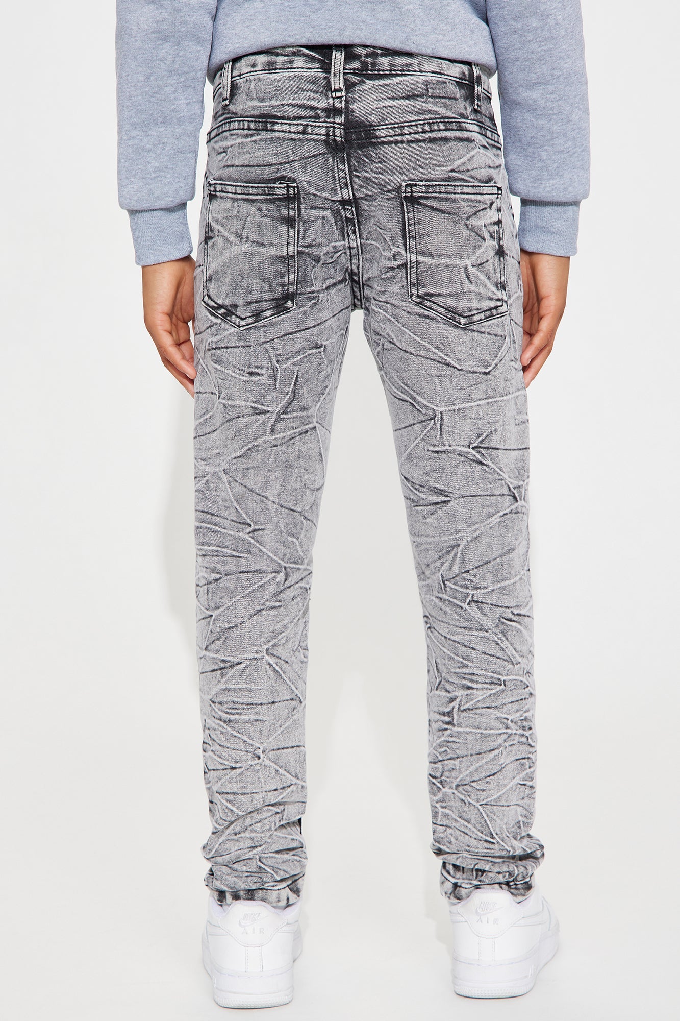 Grey Mineral Wash Mini Denim Jeans: Washed Away Chic