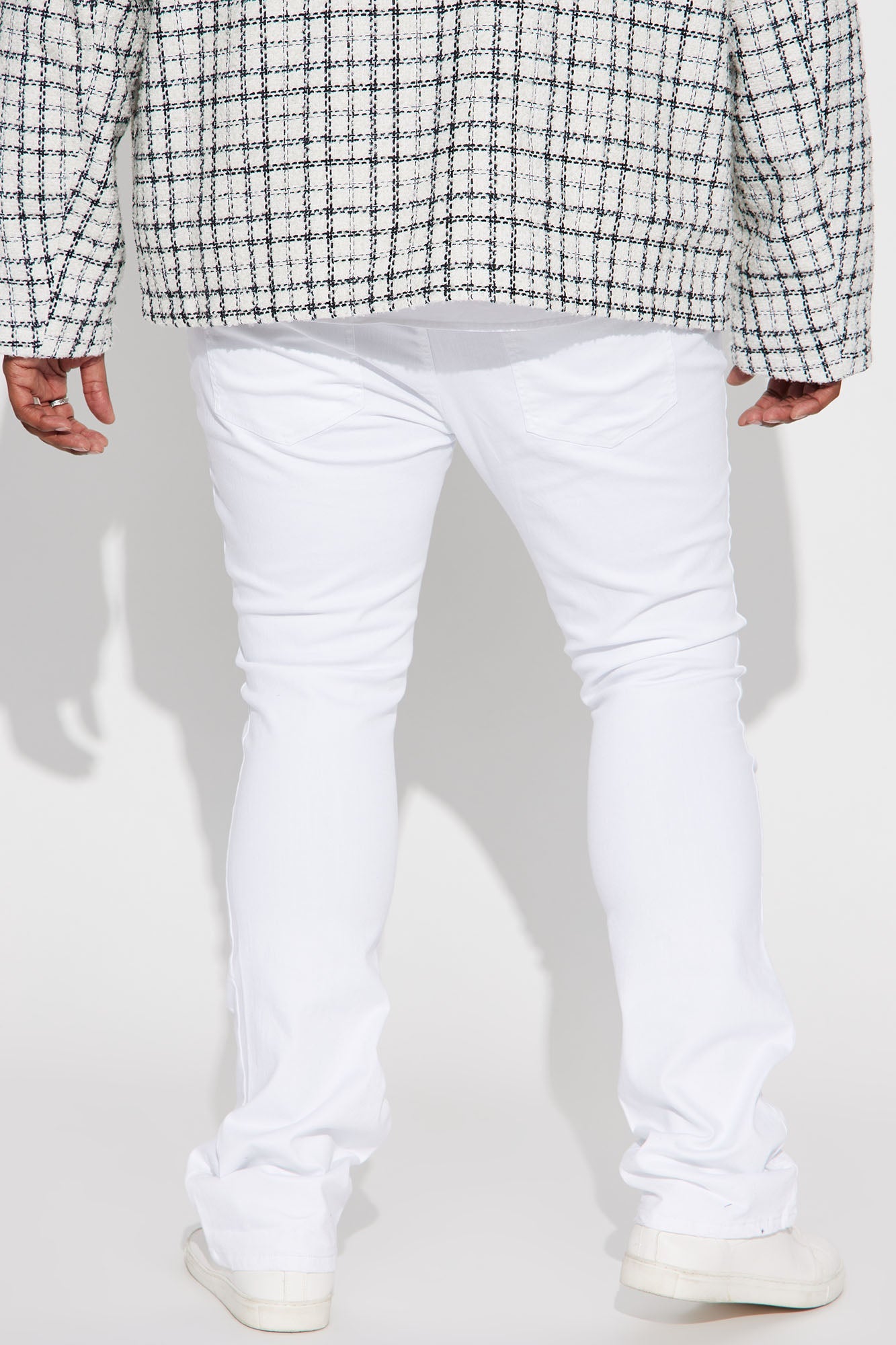 Boost Your Instagram Game with our 'For Likes' Stacked Skinny Flare Jeans in White