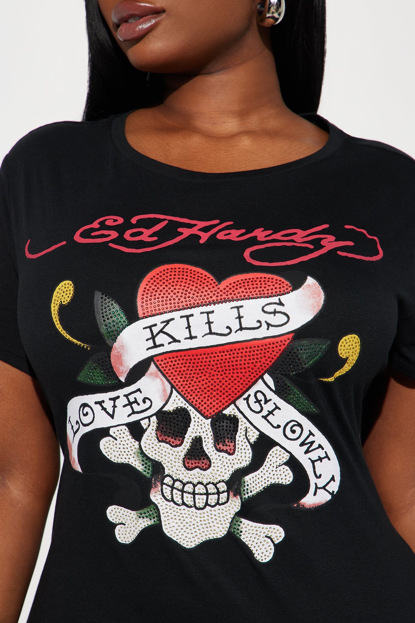 Edgy Glam: Rhinestone Skull Mini Dress in Black