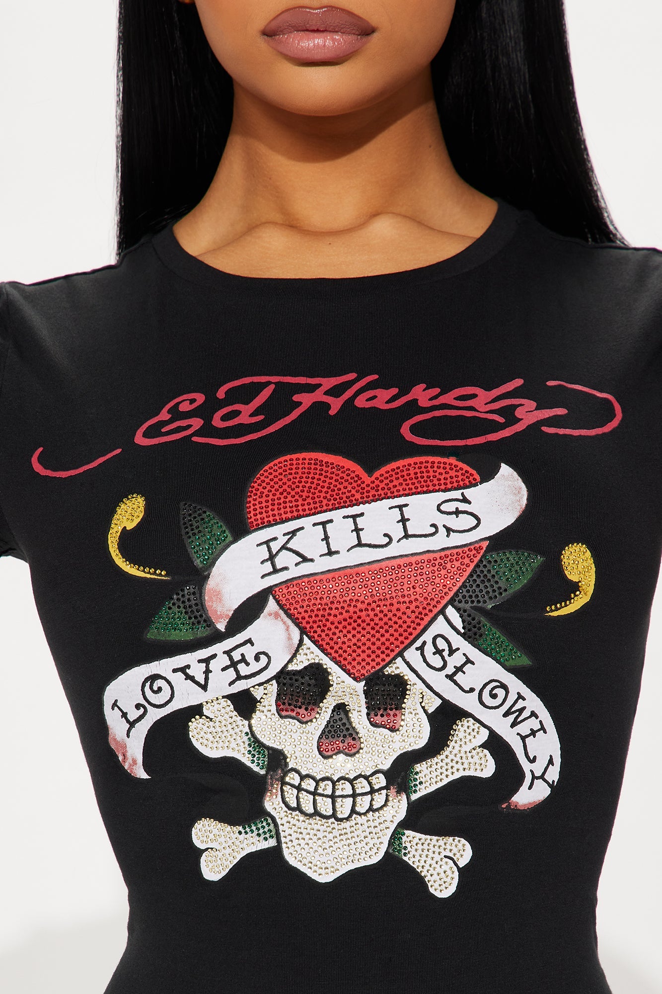 Edgy Glam: Rhinestone Skull Mini Dress in Black