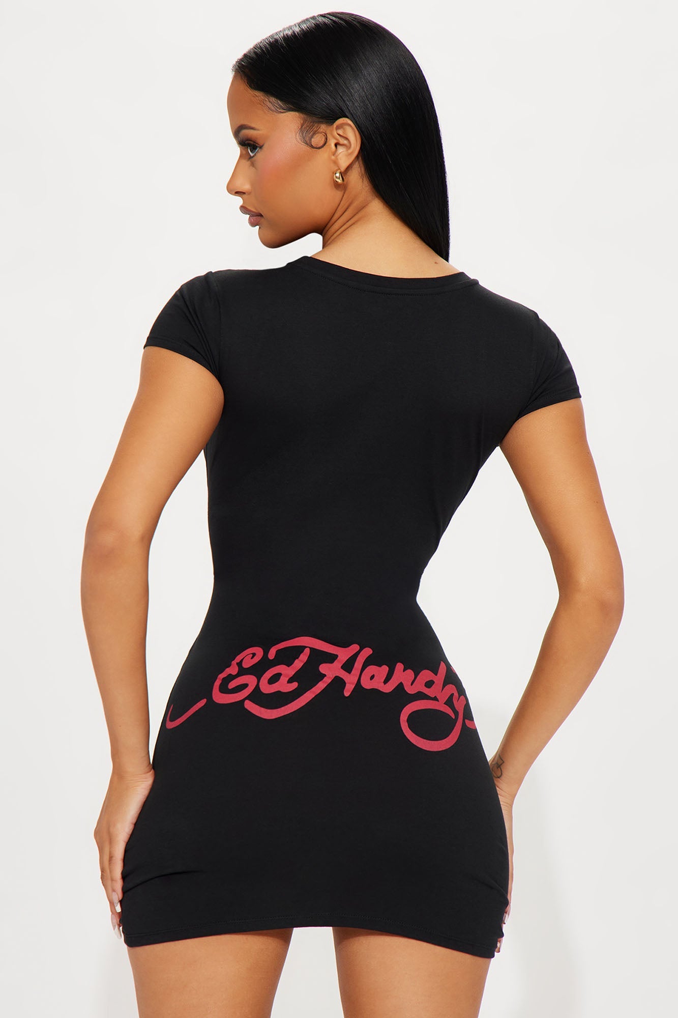 Edgy Glam: Rhinestone Skull Mini Dress in Black