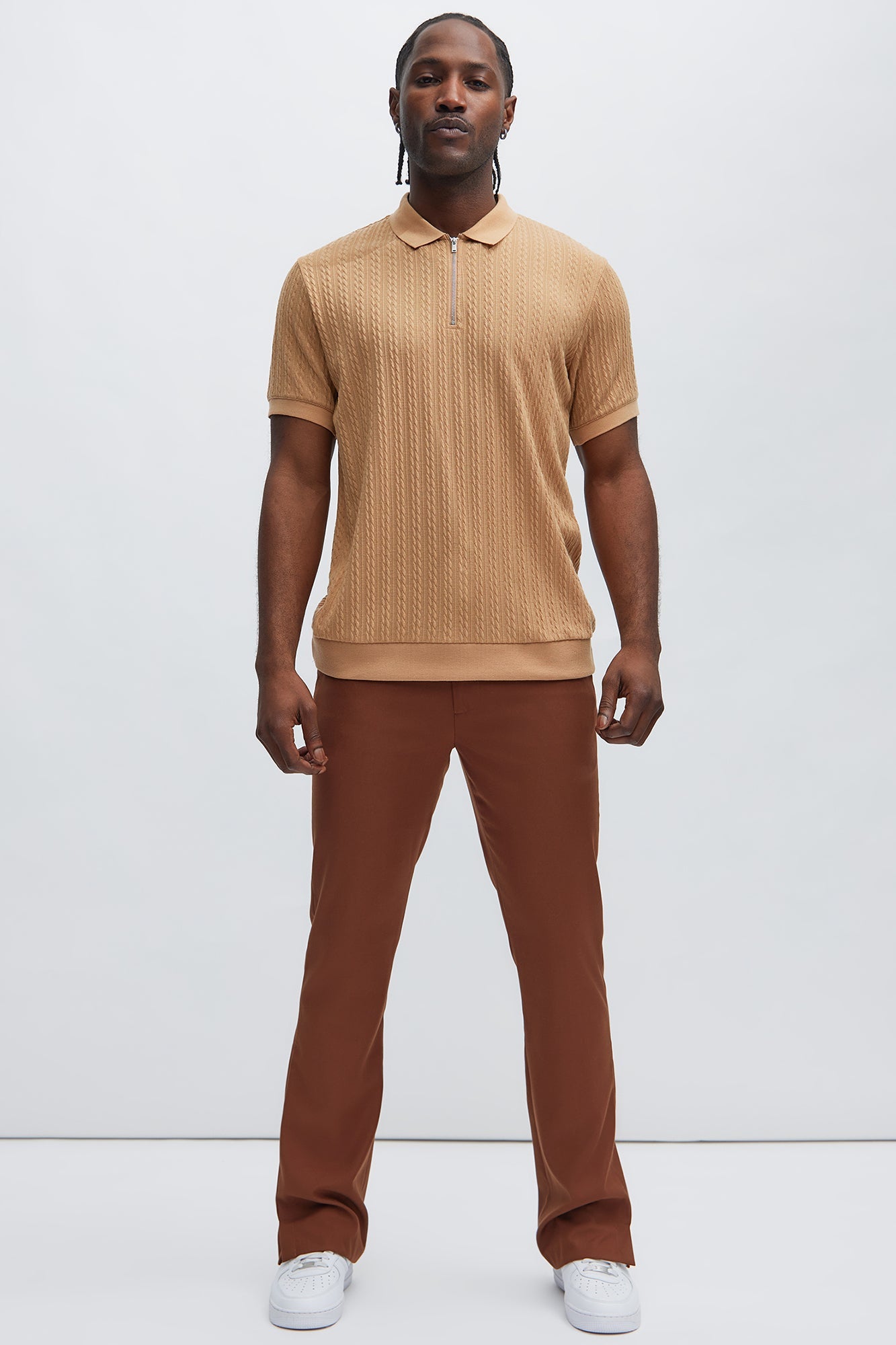 Go-To Polo: Caddie Short Sleeve in Light Brown