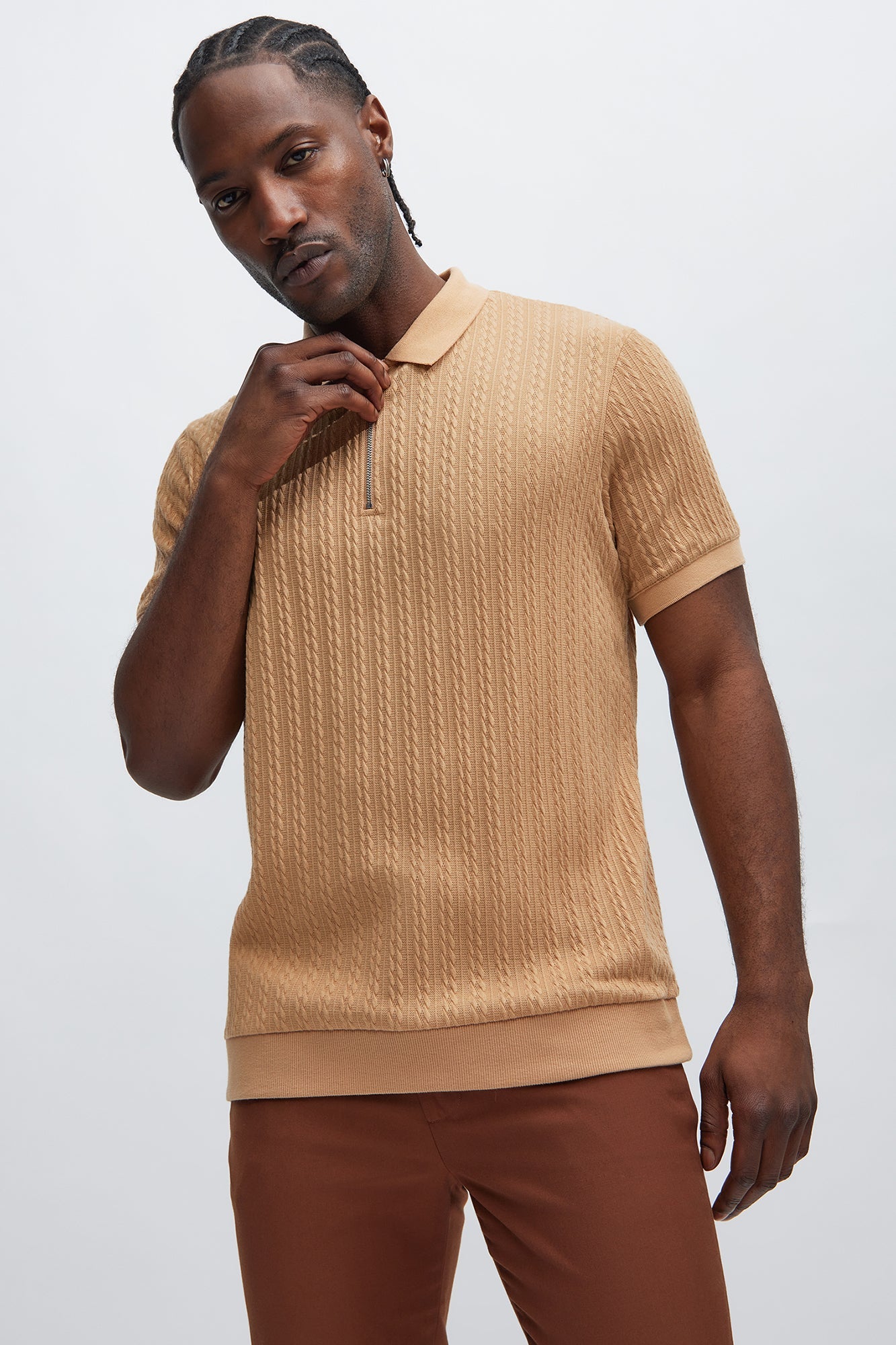 Go-To Polo: Caddie Short Sleeve in Light Brown