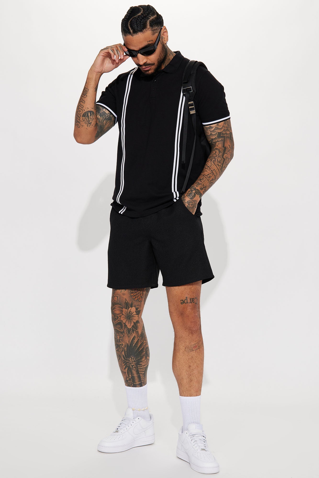 Strikeout Short Sleeve Polo in Classic Black