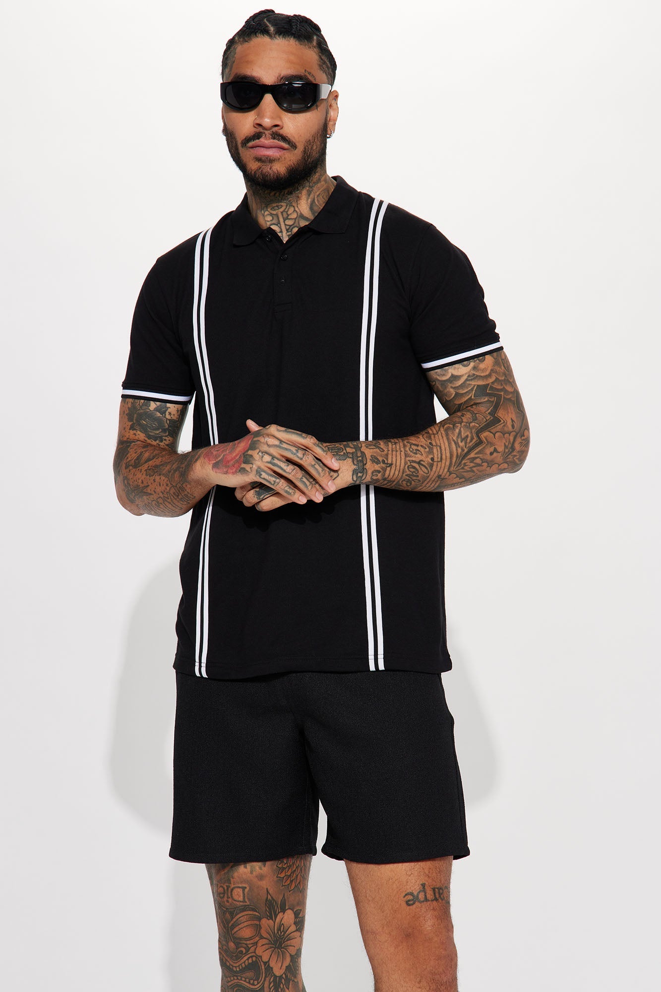 Strikeout Short Sleeve Polo in Classic Black