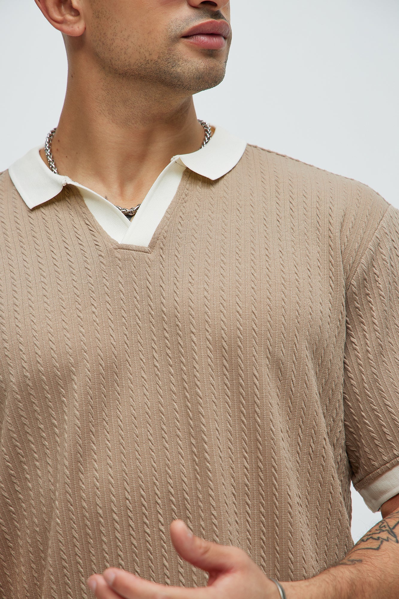 Canine Couture: Dog-In-Me Textured Polo in Taupe Combo