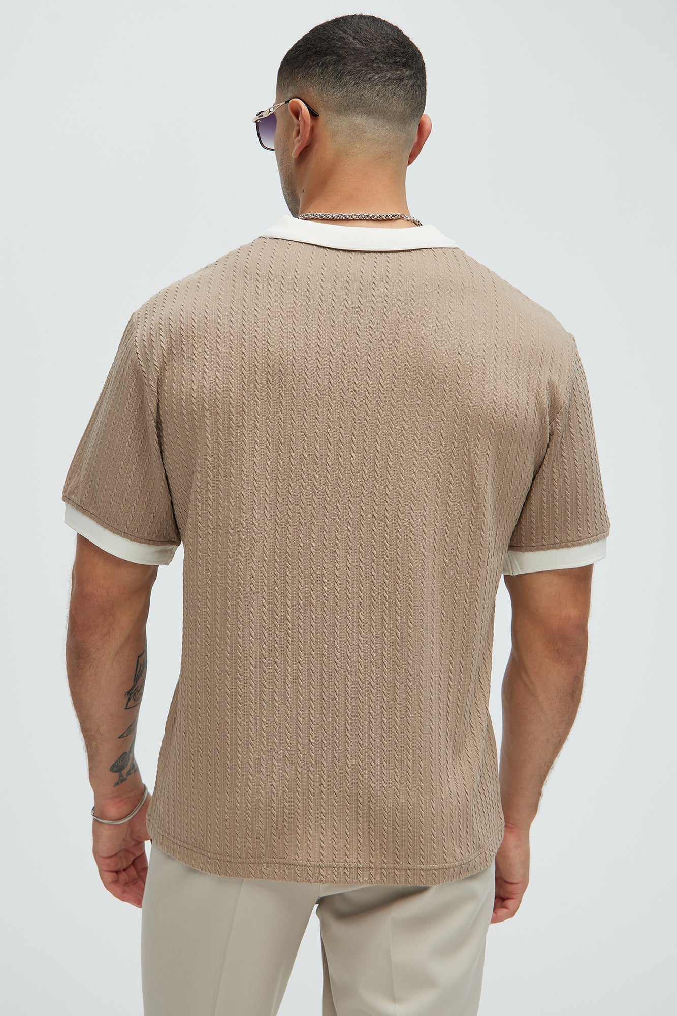 Canine Couture: Dog-In-Me Textured Polo in Taupe Combo