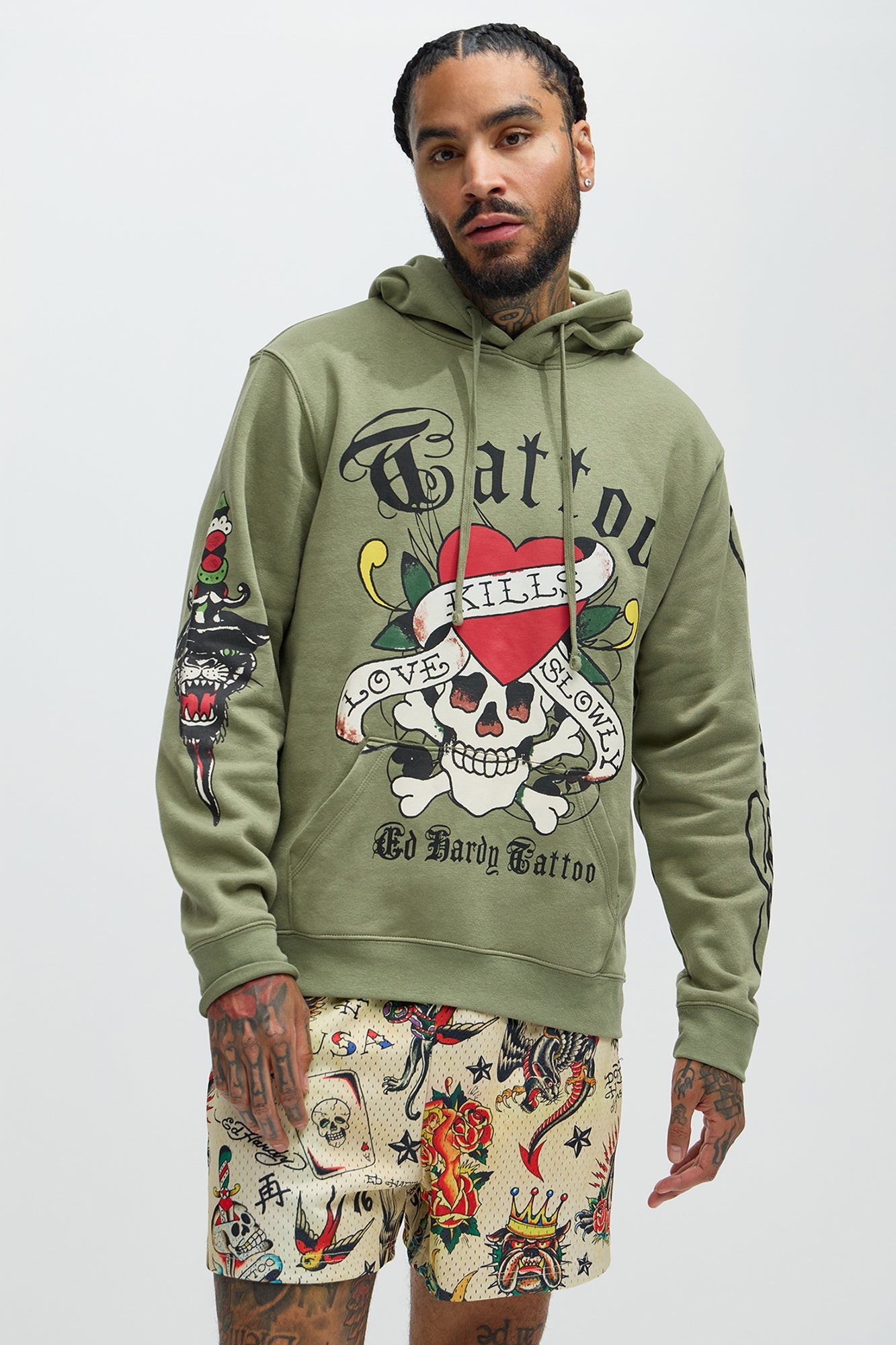 Ed Hardy Love Kills Olive Hoodie: Rock Your Style