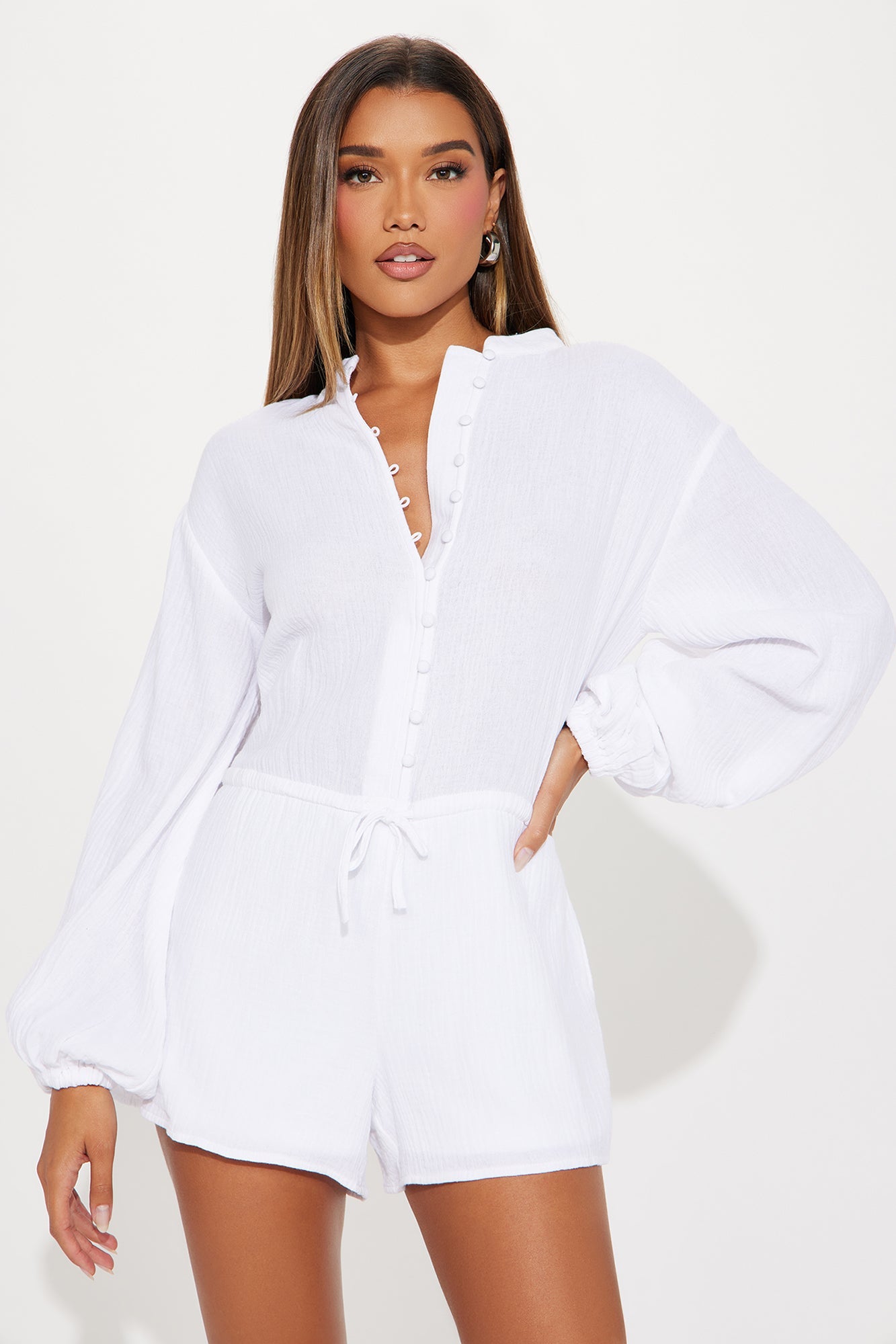 Hello Romper In White