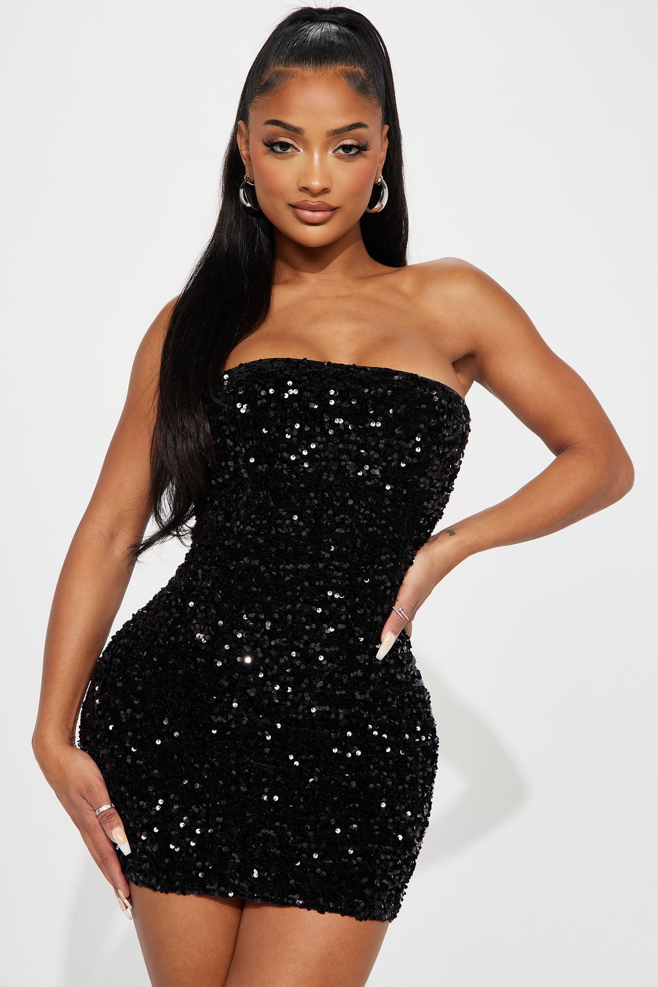 Zara Sequin Mini Dress In Black