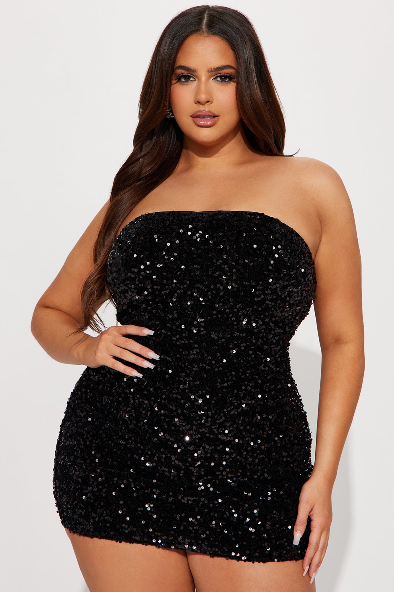 Zara Sequin Mini Dress In Black