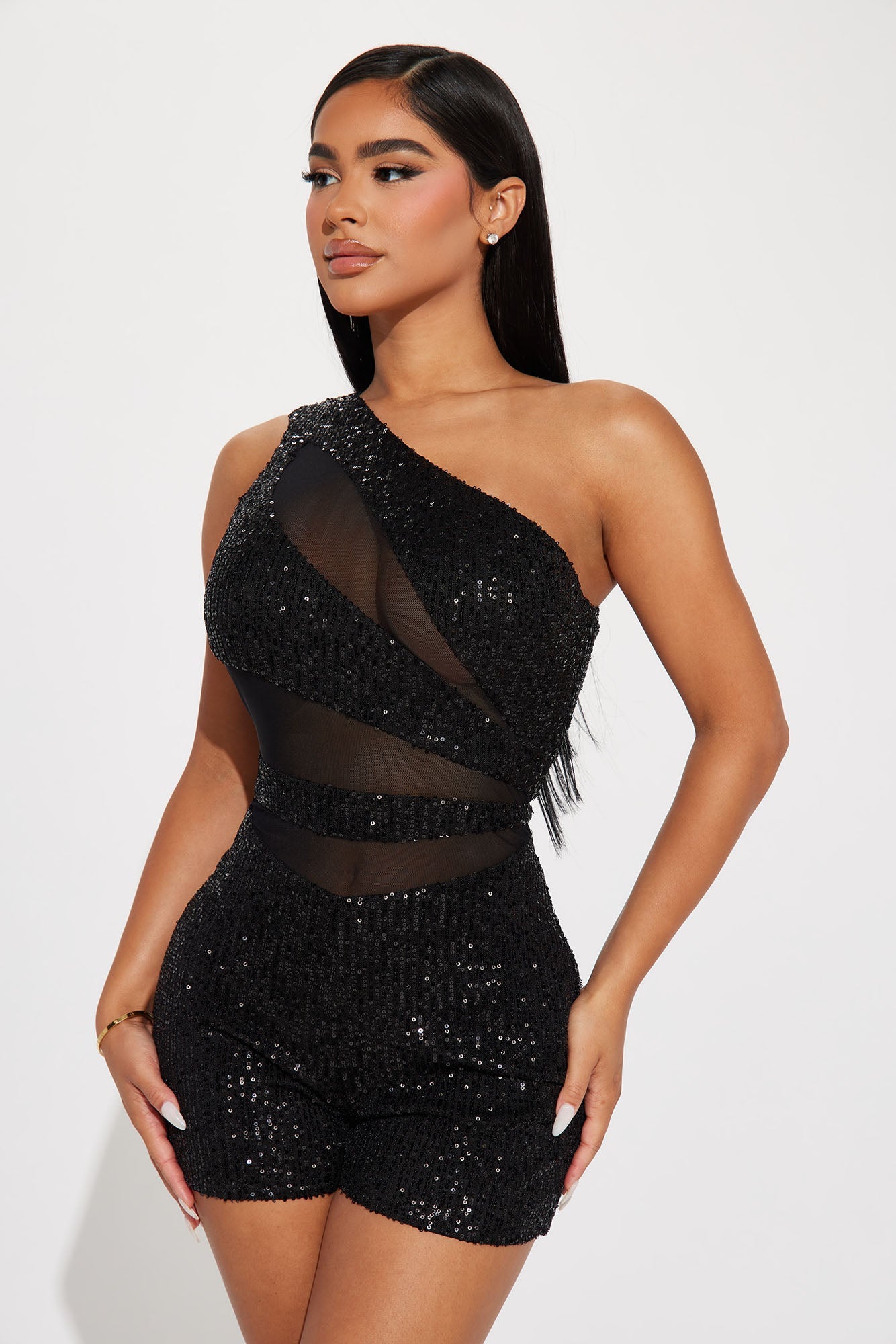 Star Of The Party Sequin Romper In Black