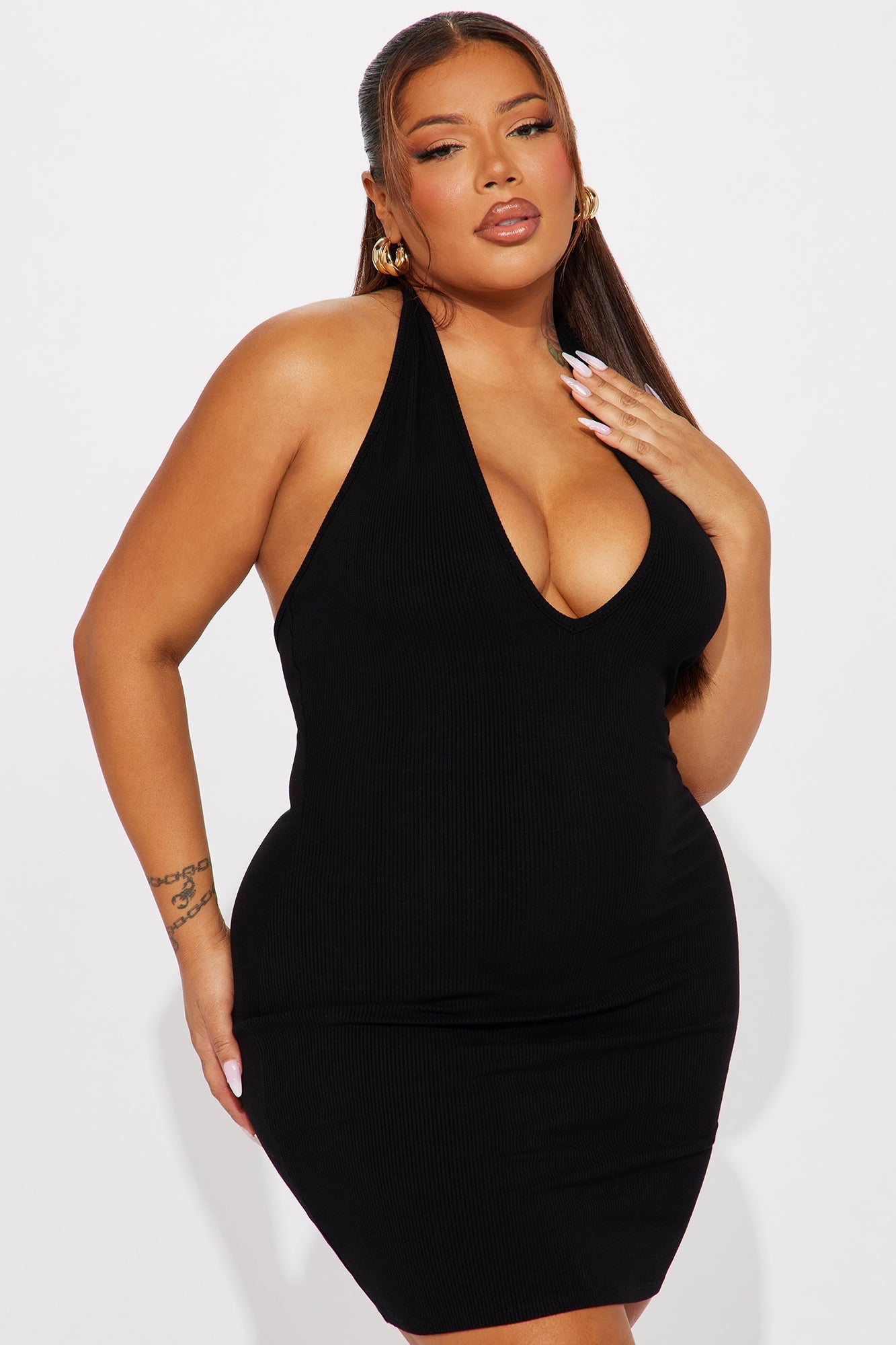 Jasmine Snatched Halter Mini Dress In Black