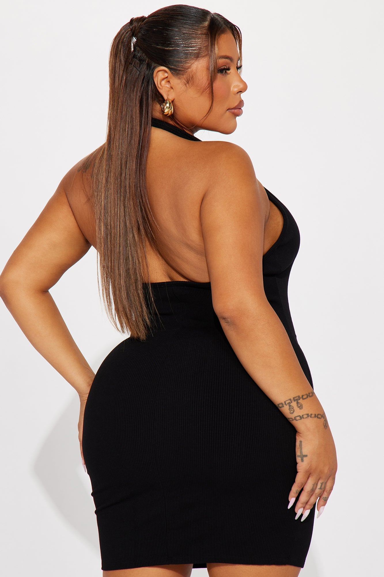 Jasmine Snatched Halter Mini Dress In Black