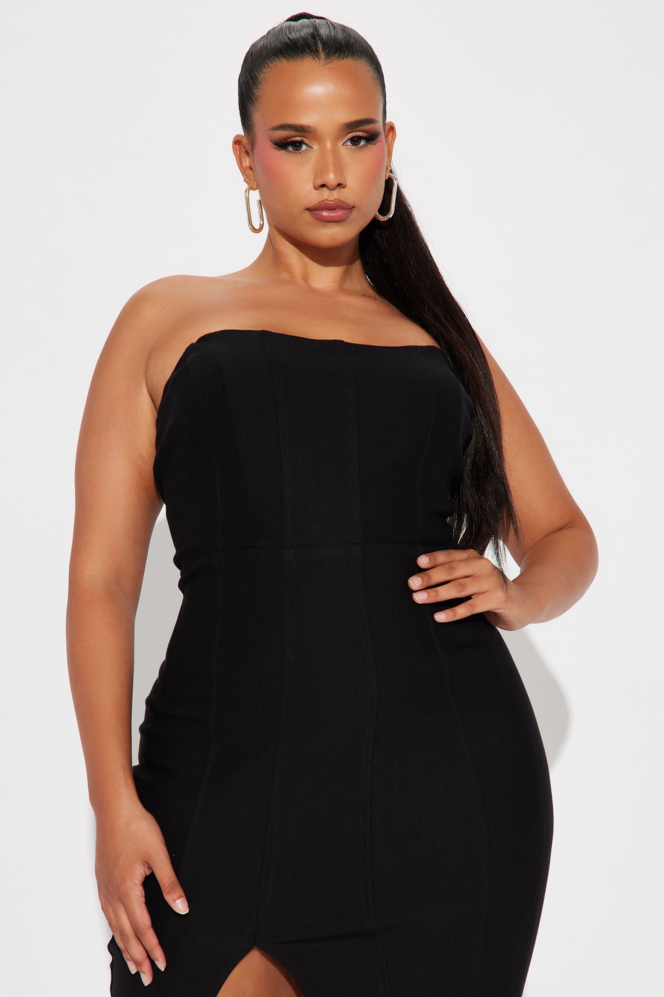 Sultry Sophistication: Islands Corset Midi Dress in Black