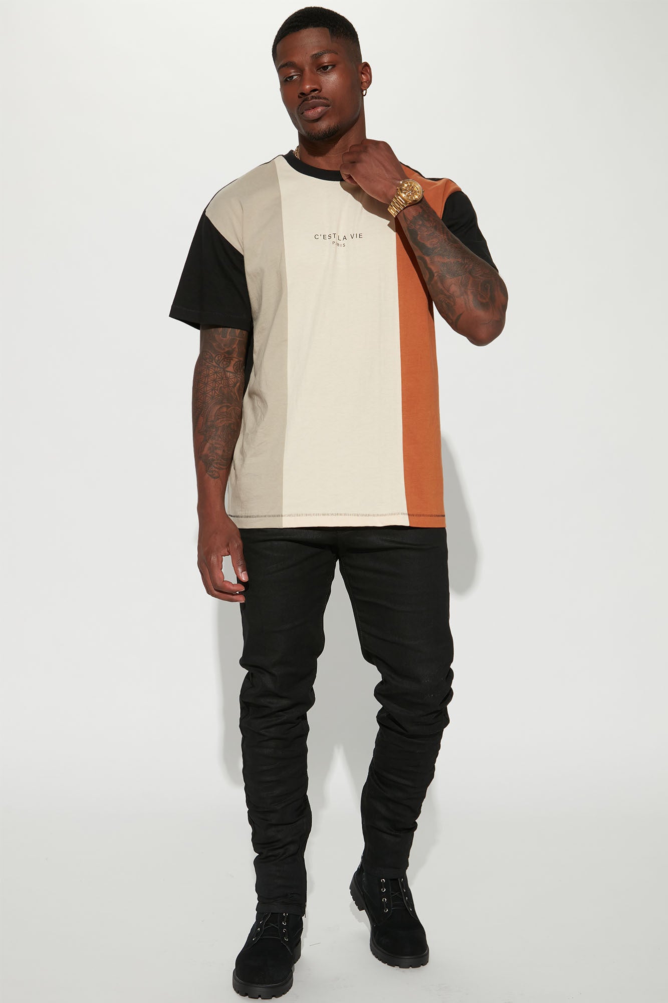 Vibrant Vibes: C'est La Vie Short Sleeve Tee in Multi-Color