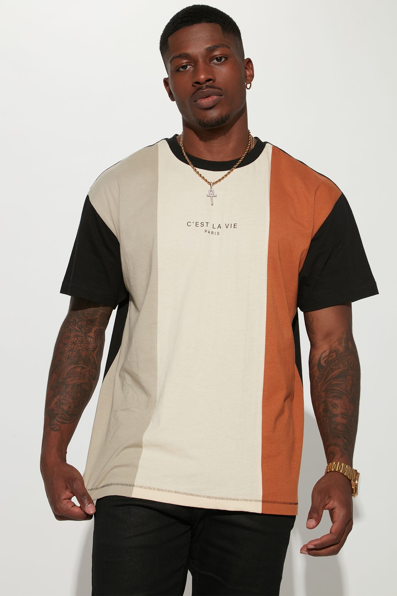 Vibrant Vibes: C'est La Vie Short Sleeve Tee in Multi-Color