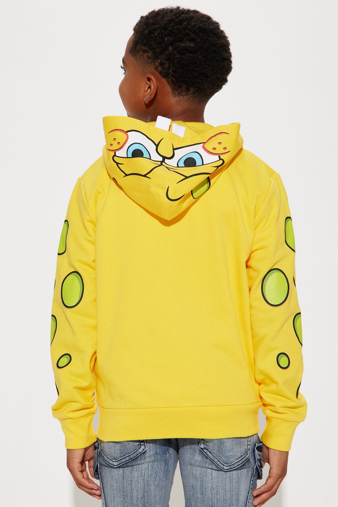Gold Mini Spongebob Cosplay Zip-Up Embroidered Fleece Hoodie