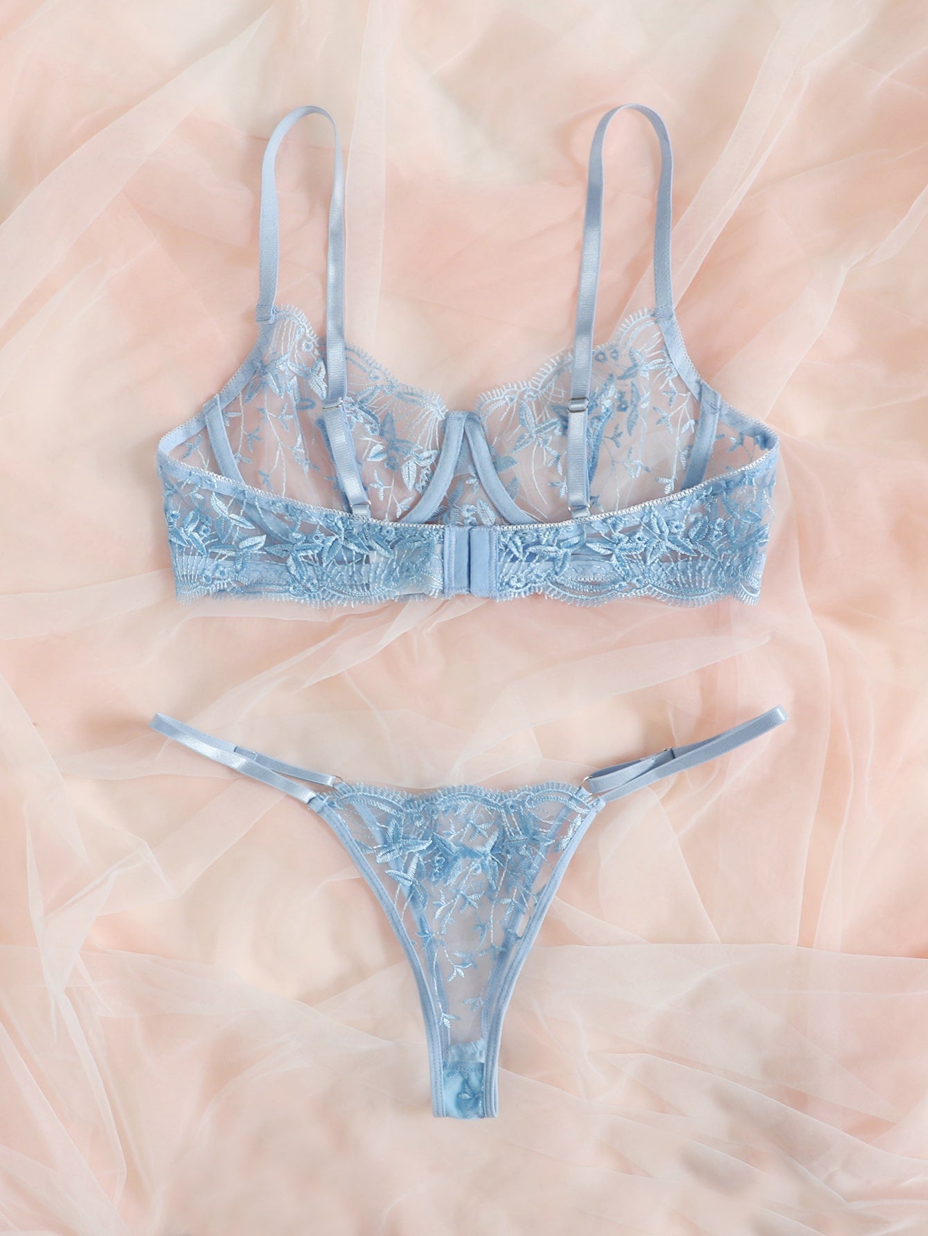 Classic Sexy Embroidered Mesh Lingerie Set