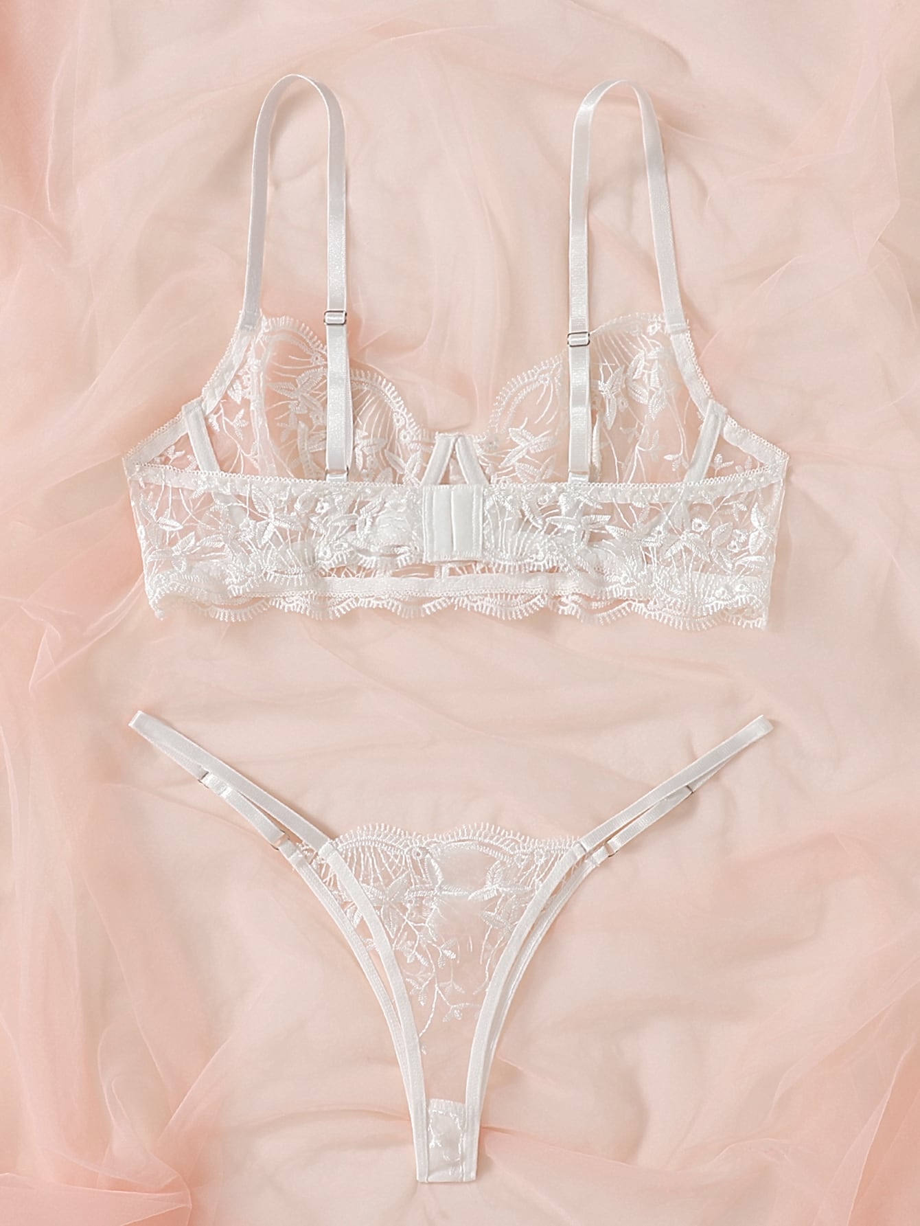 Classic Sexy Embroidered Mesh Lingerie Set