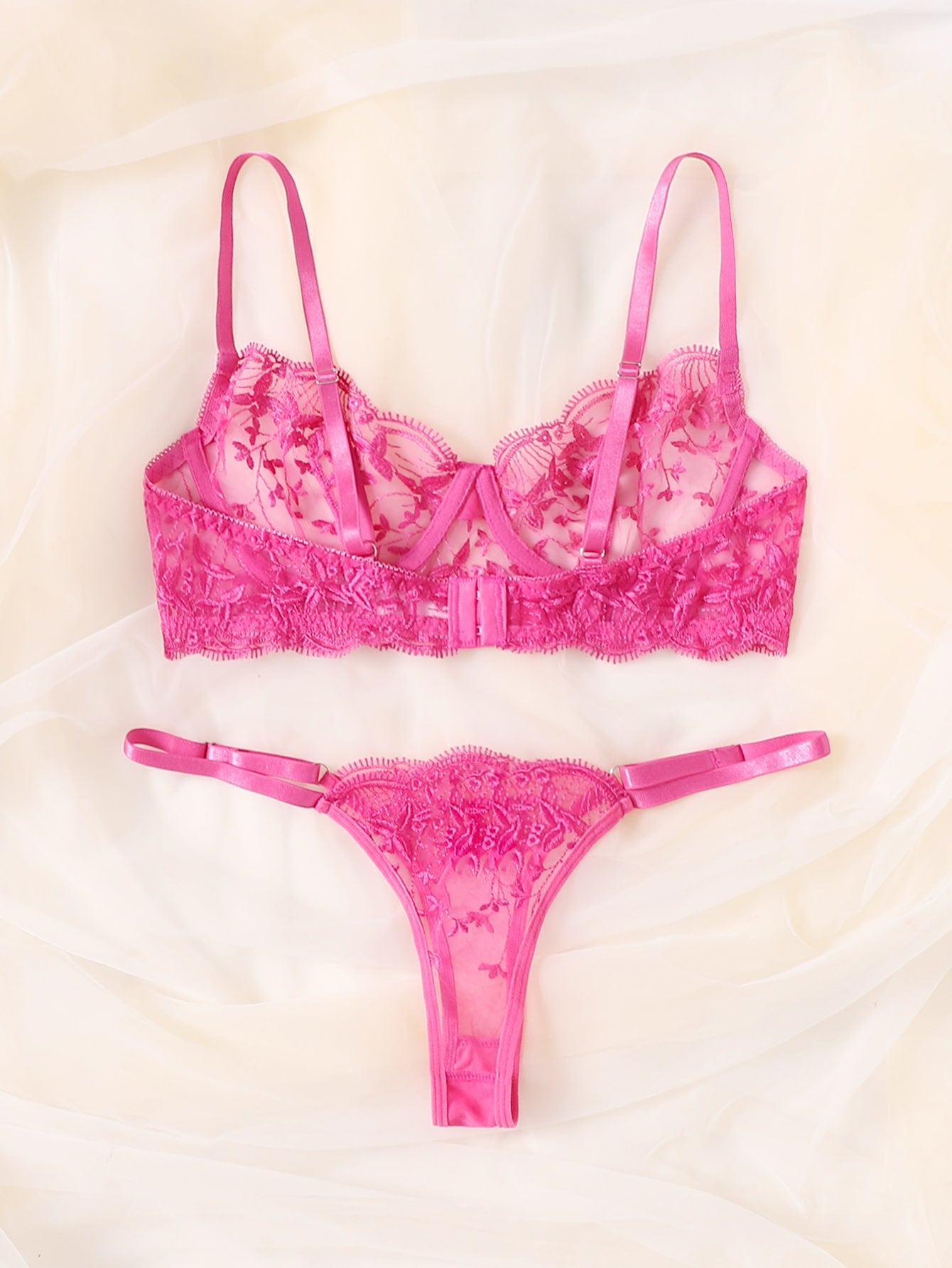 Classic Sexy Embroidered Mesh Lingerie Set