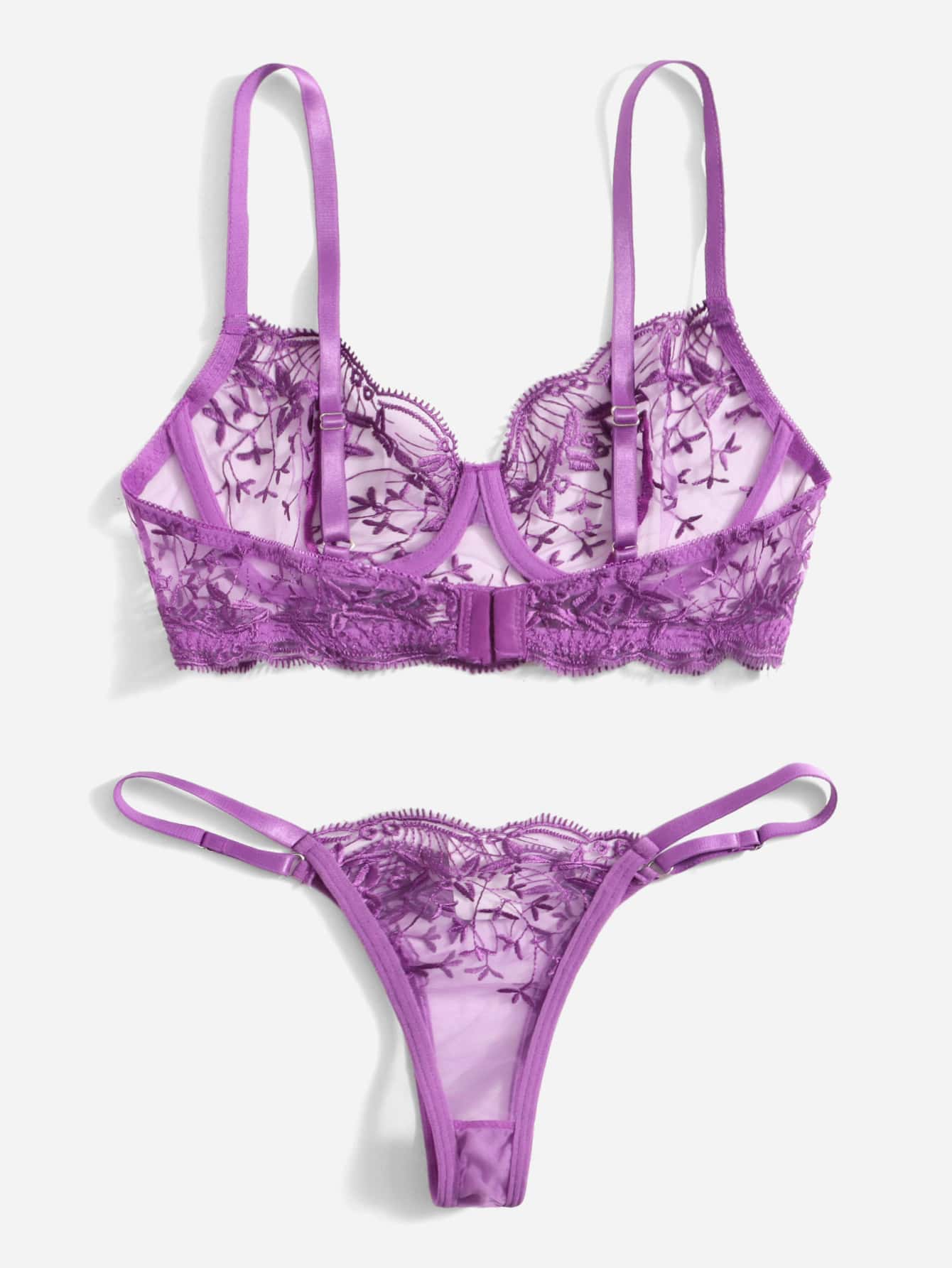 Classic Sexy Embroidered Mesh Lingerie Set