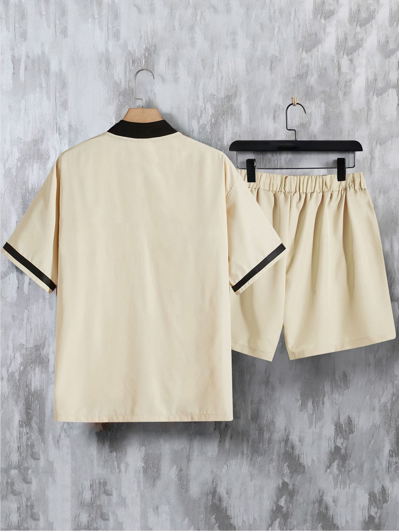ARAKAR Sporty Men's Graphic Baseball Collar Shirt & Shorts Set