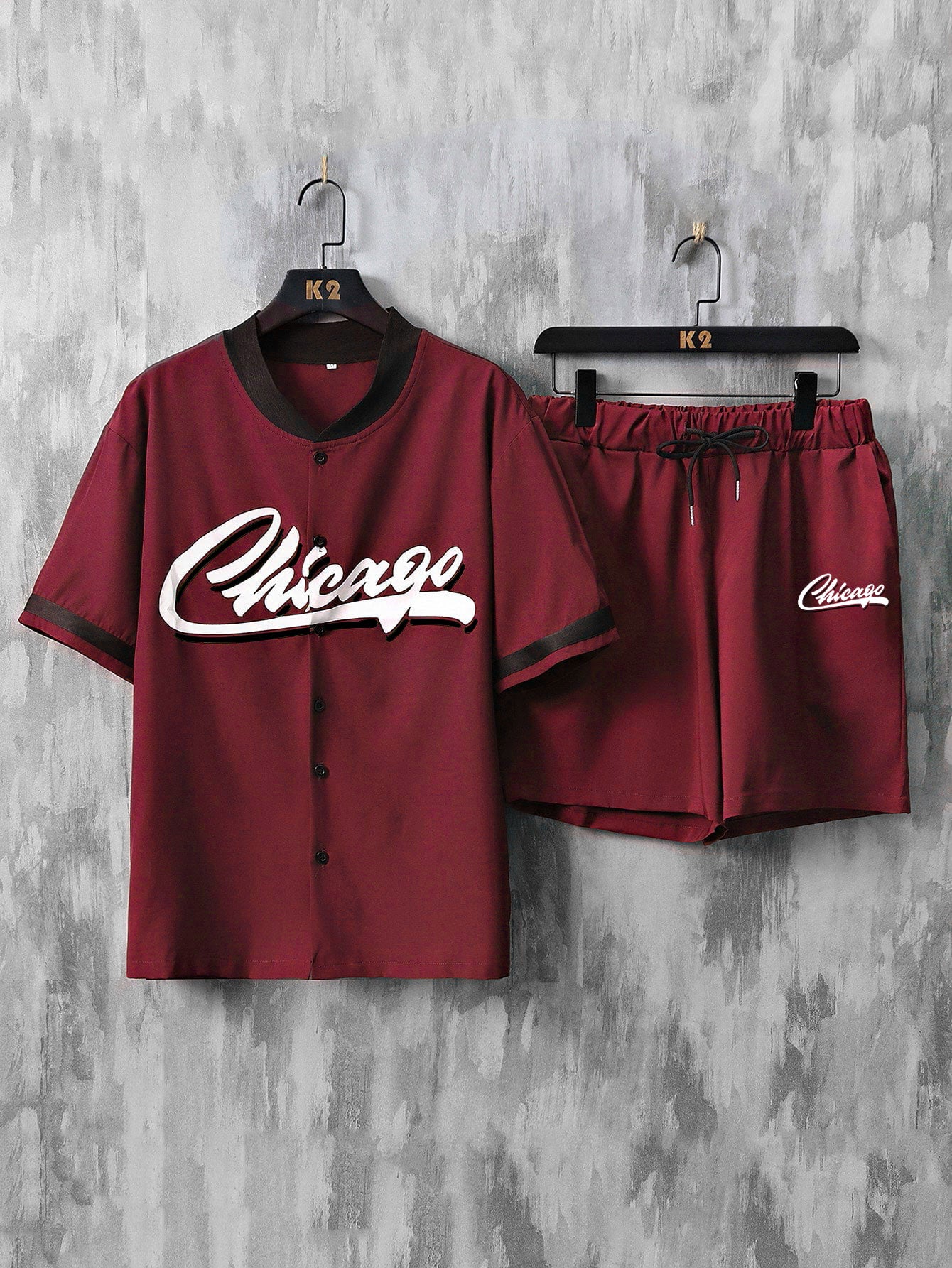 ARAKAR Sporty Men's Graphic Baseball Collar Shirt & Shorts Set