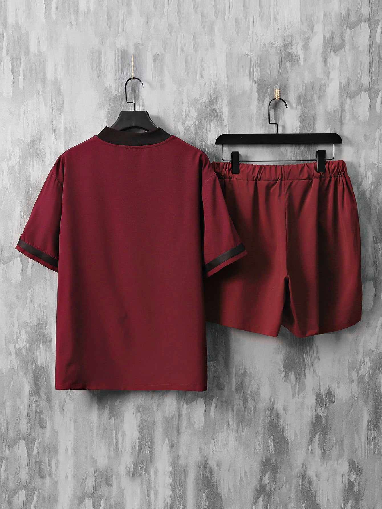 ARAKAR Sporty Men's Graphic Baseball Collar Shirt & Shorts Set