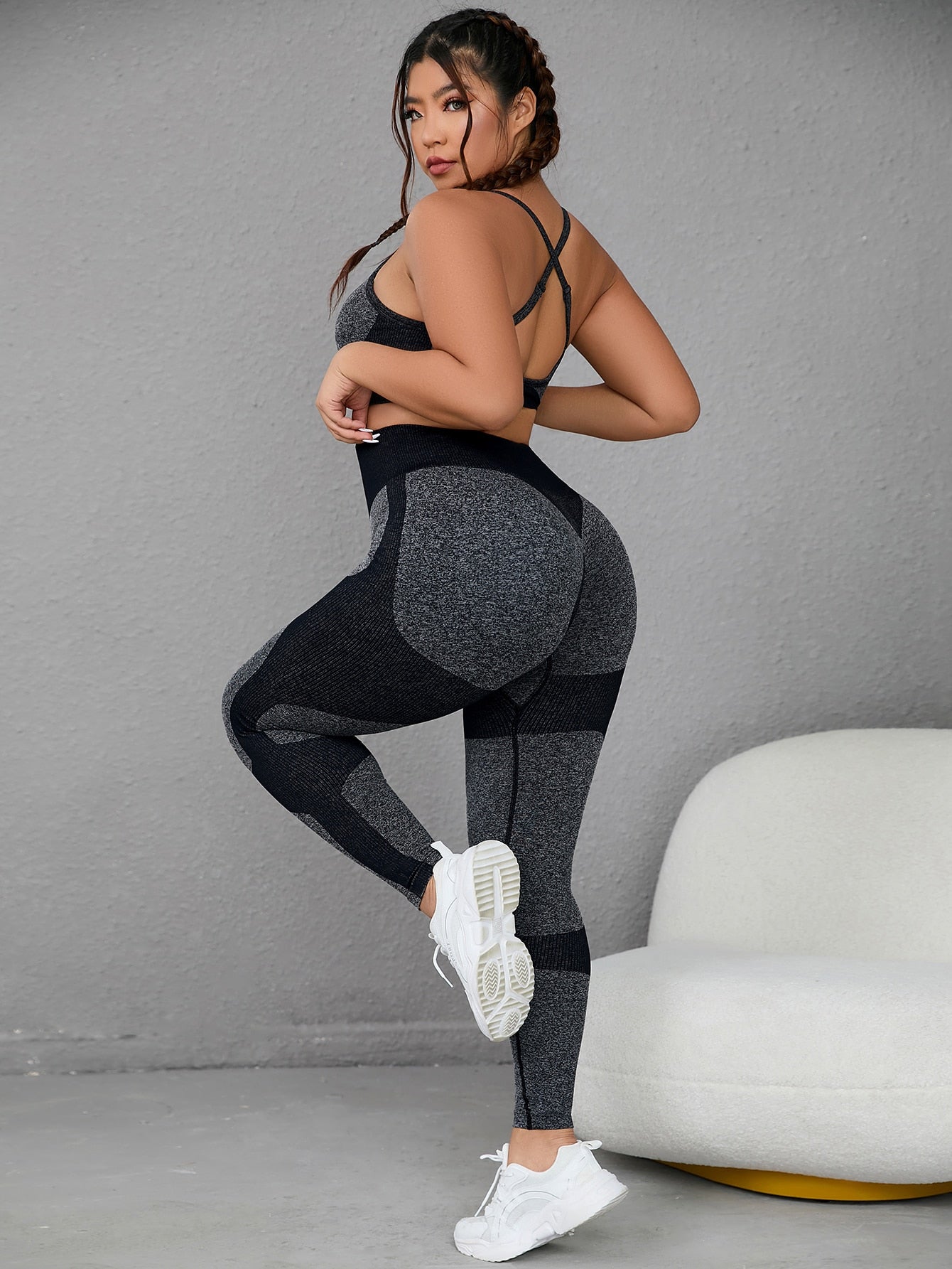 Yoga Plus Two Tone Crisscross Back Sports Set