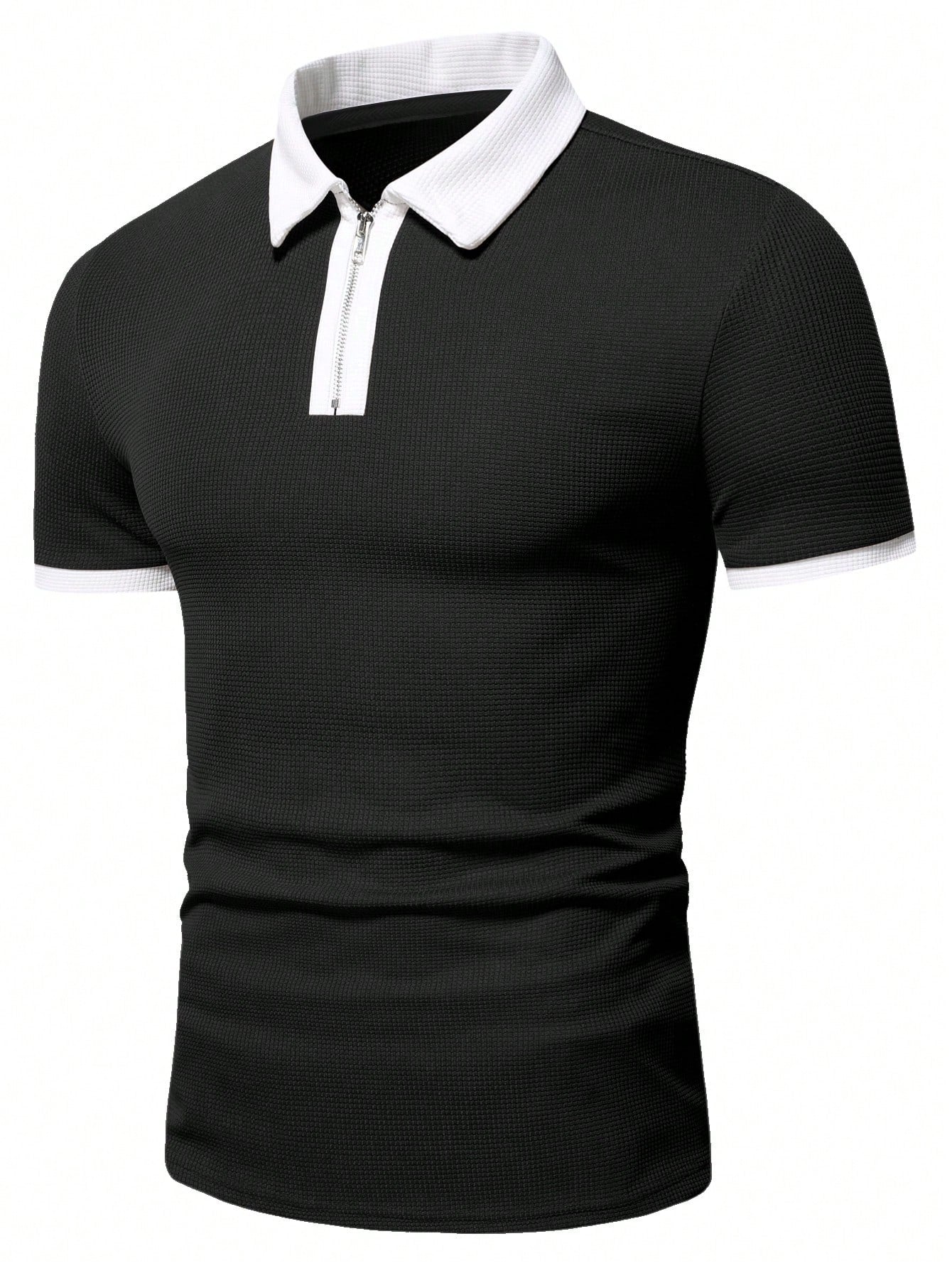 Men's Two Tone Quarter Zip Polo Shirt
