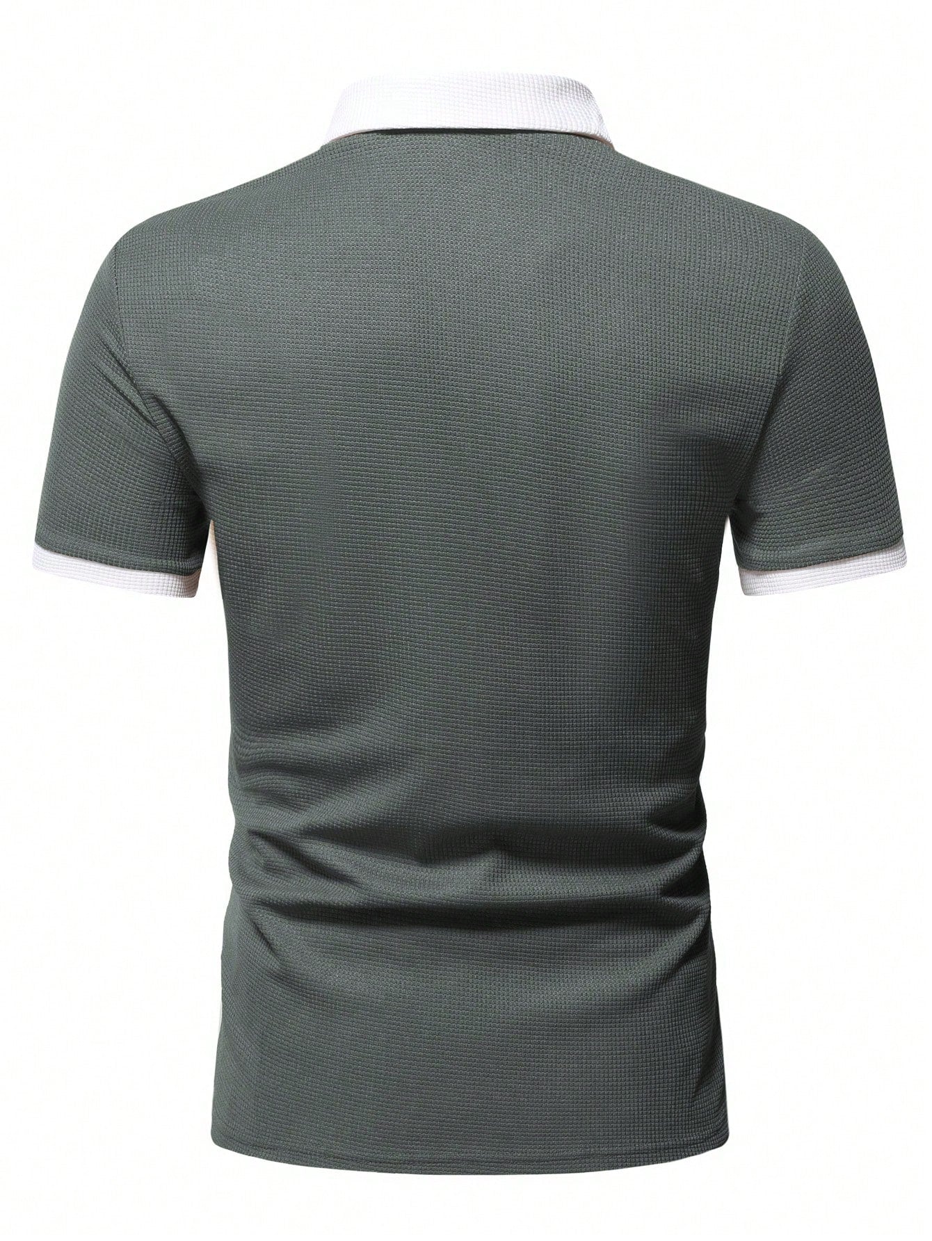 Men's Two Tone Zip Up Polo Shirt.