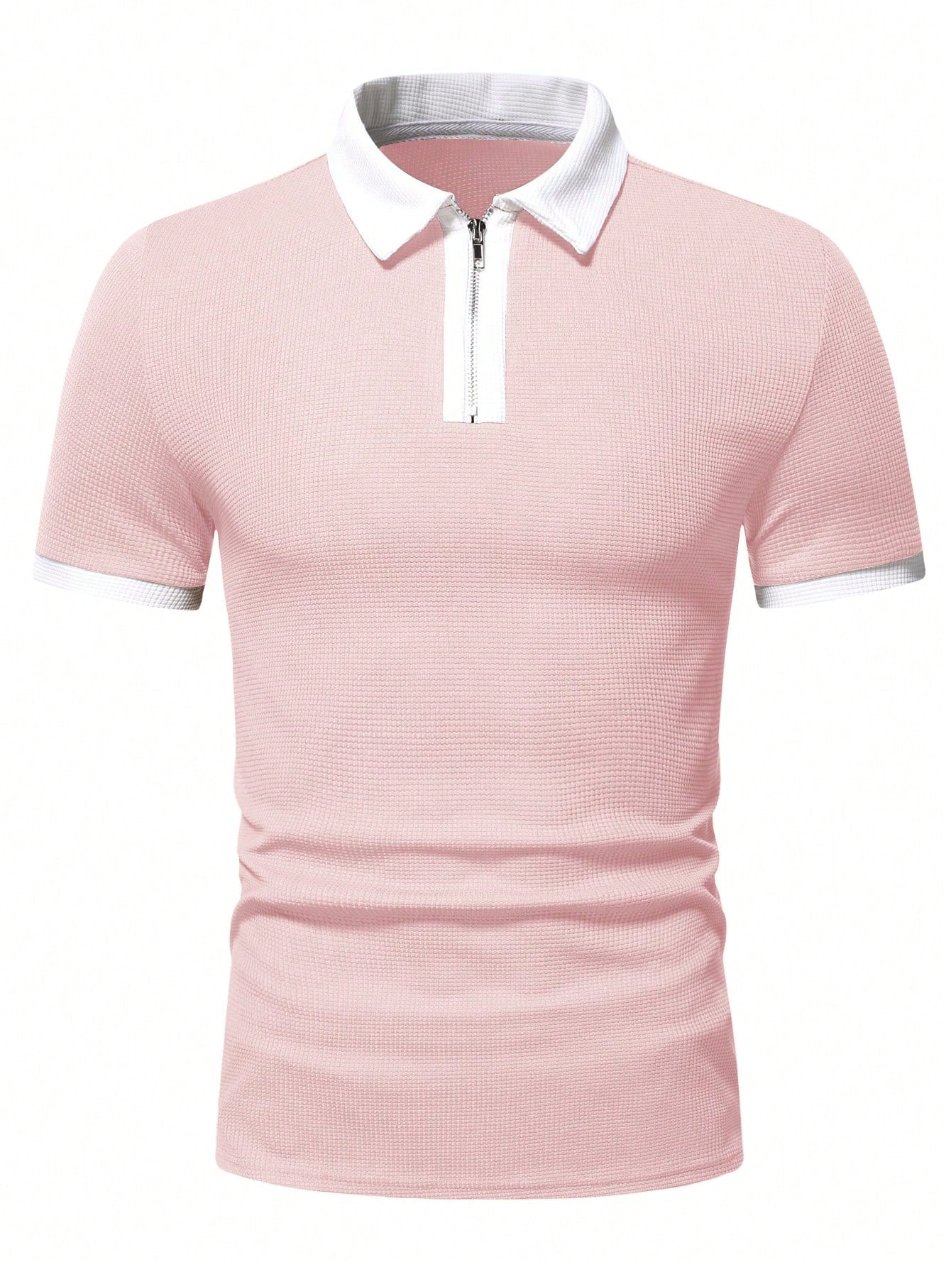Men's Two Tone Zip Polo Shirt.
