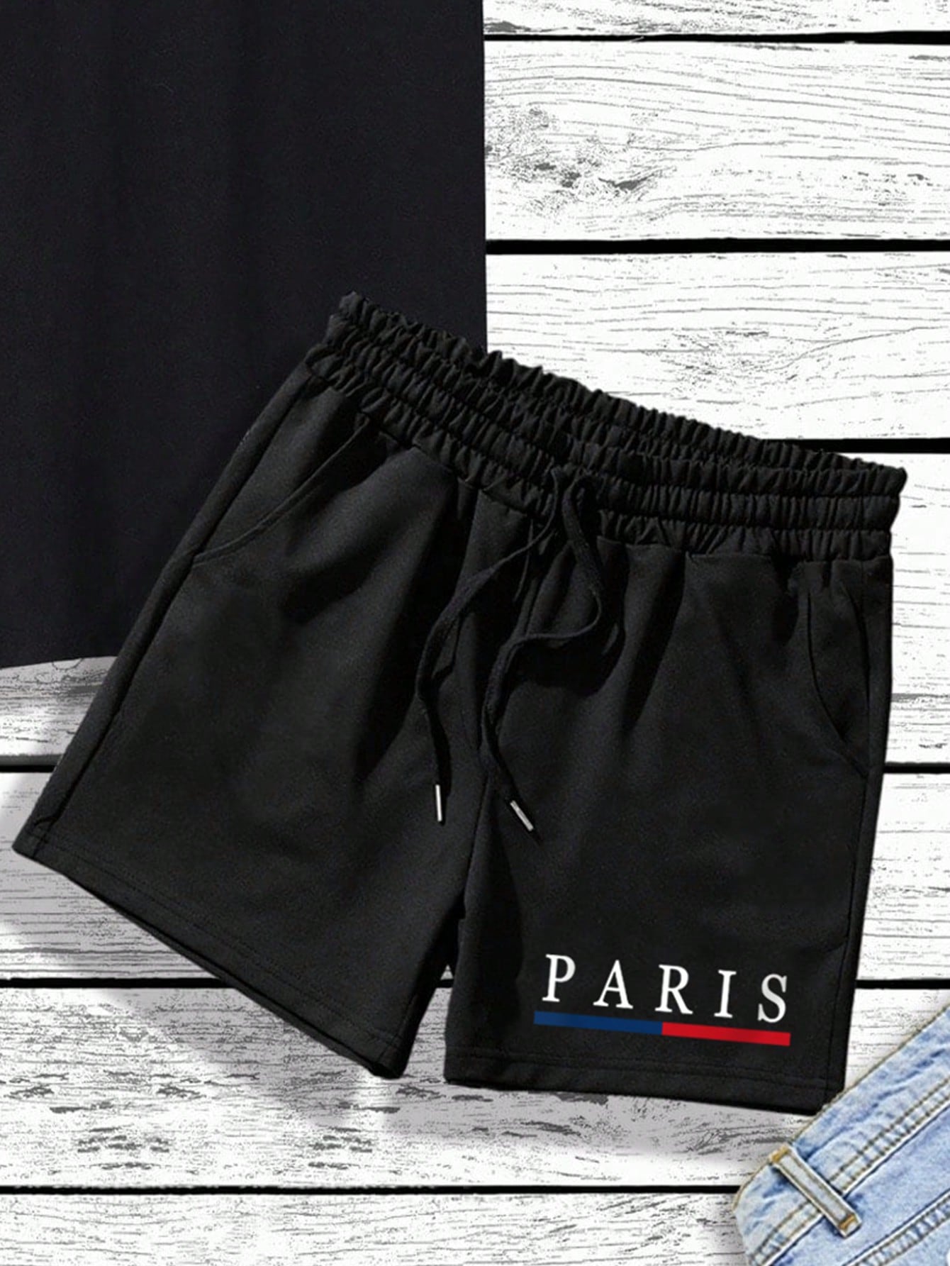 Men's Graphic T and Drawstring Waist Shorts Set