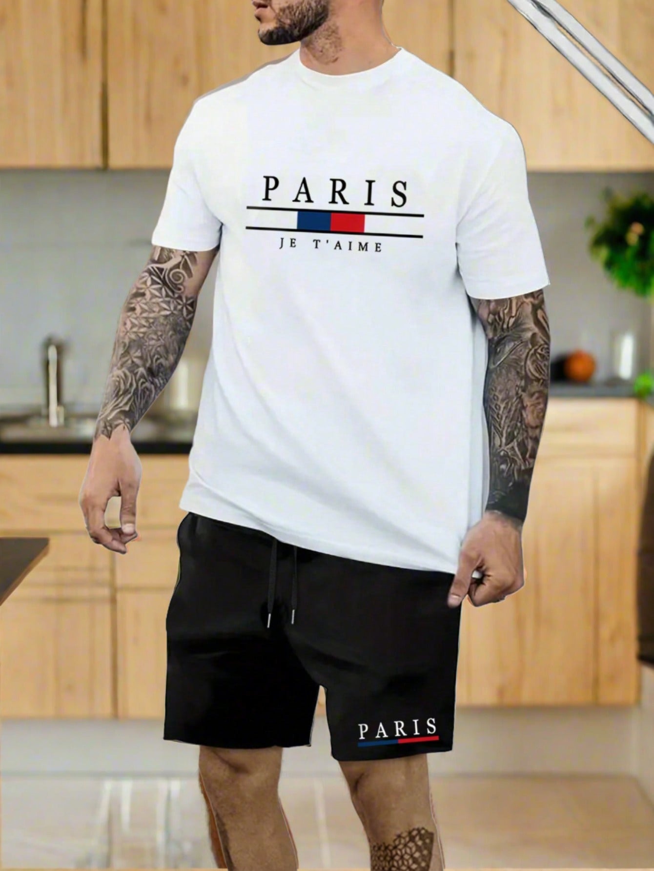 Men's Graphic T & Drawstring Waist Shorts