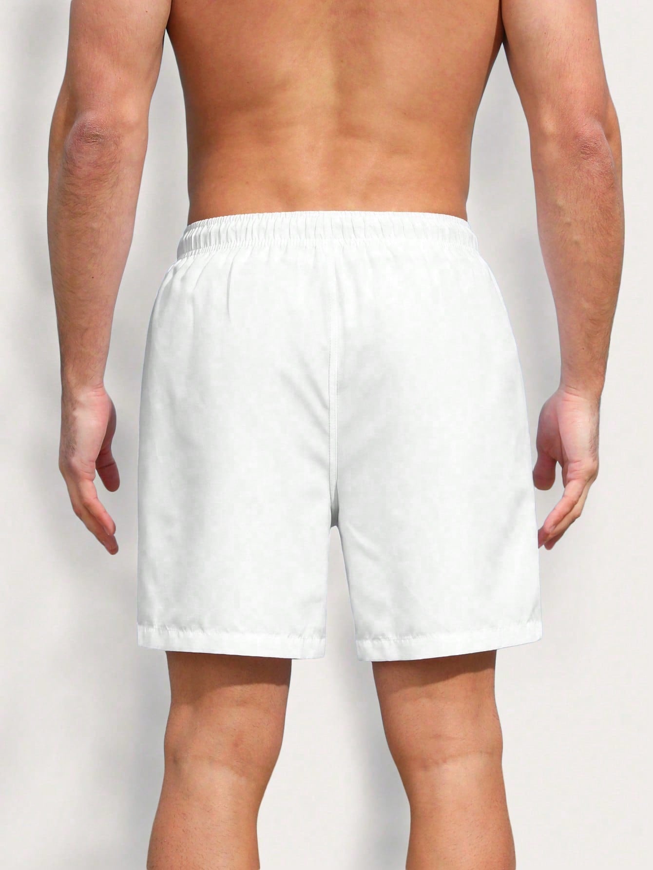 Men's Coconut Tree & Letter Drawstring Swim Shorts