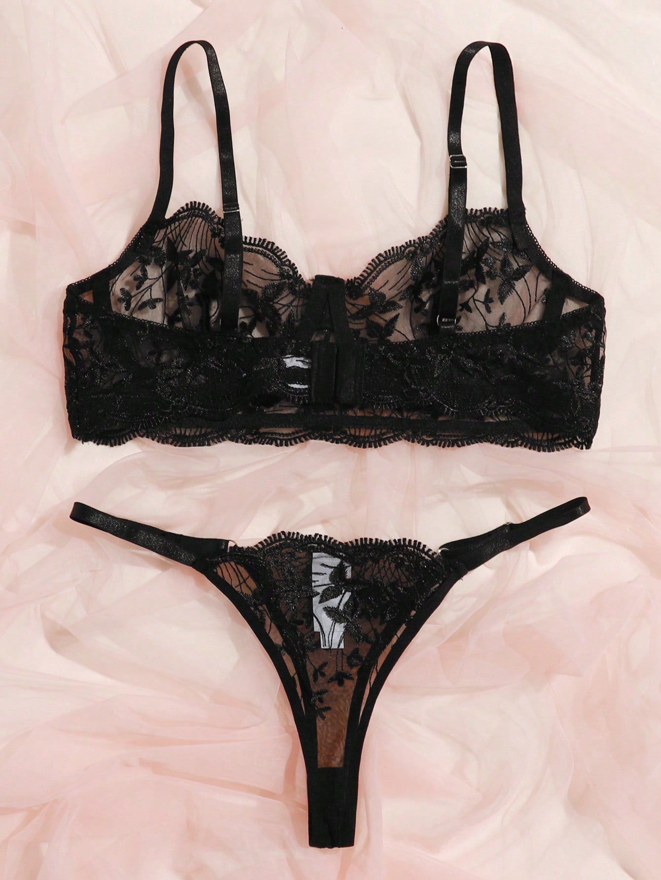 Classic Sexy Embroidered Mesh Lingerie Set