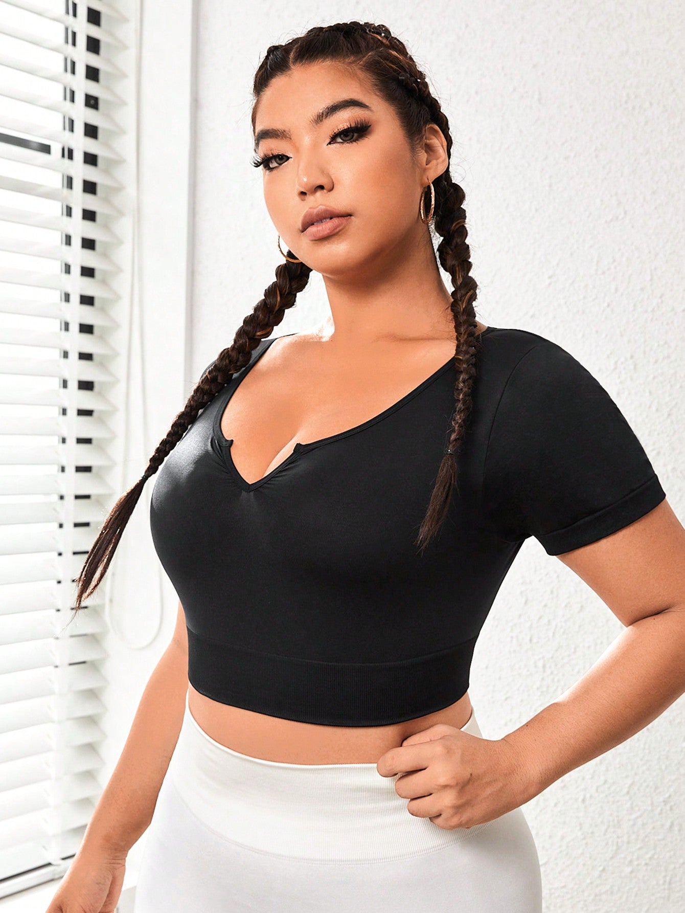 Yoga Plus Notched Neck Sport T