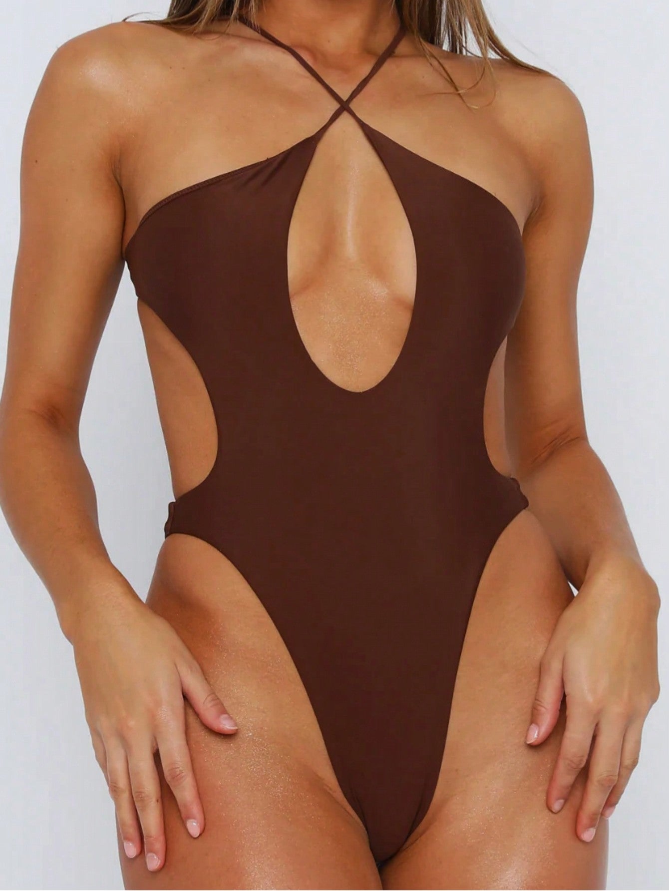 ARAKAR Hollow Cutout 1 Piece Swimsuit In Black