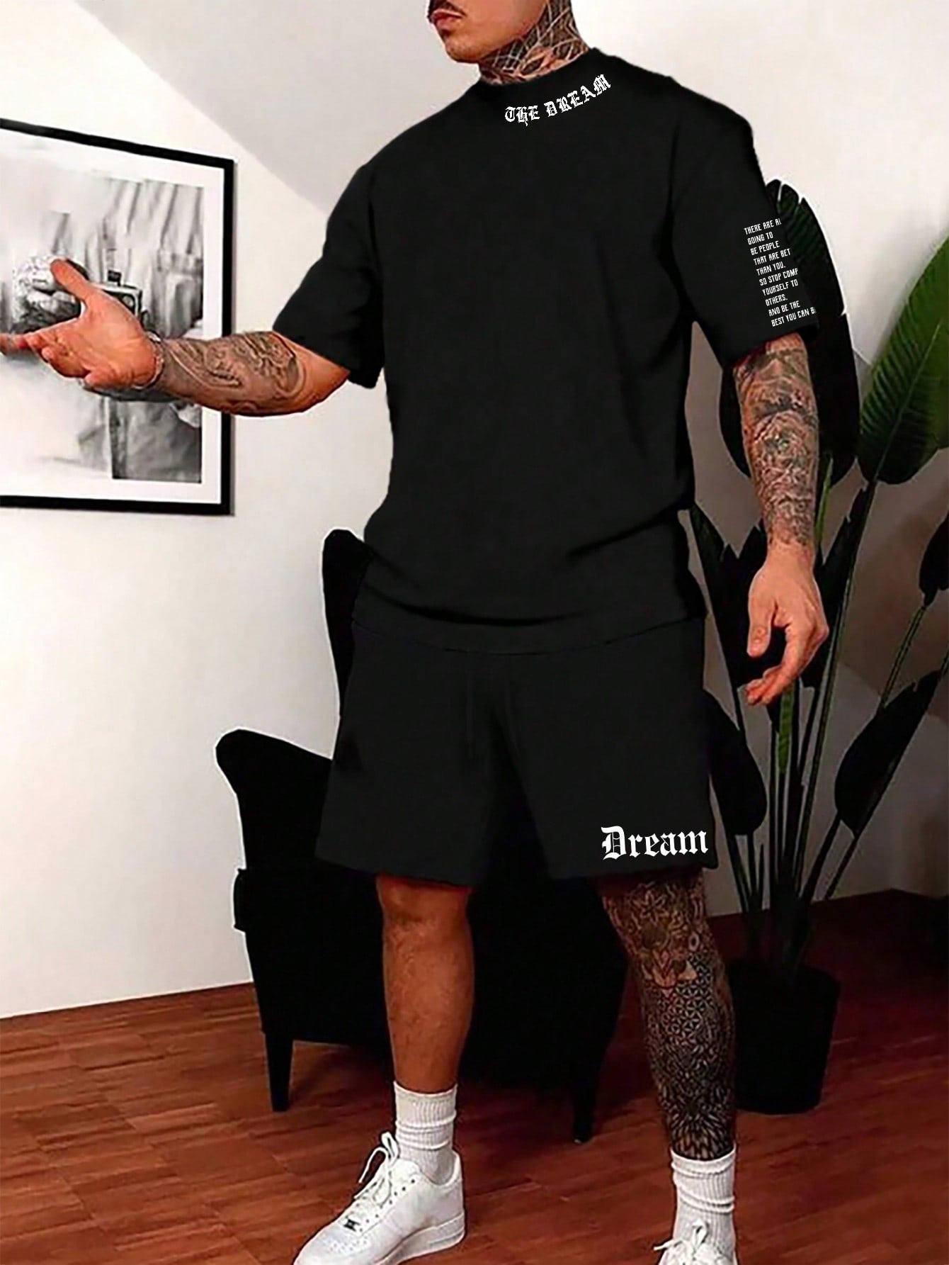 Men's Sporty Printed T-Shirt and Shorts 2 Piece Set