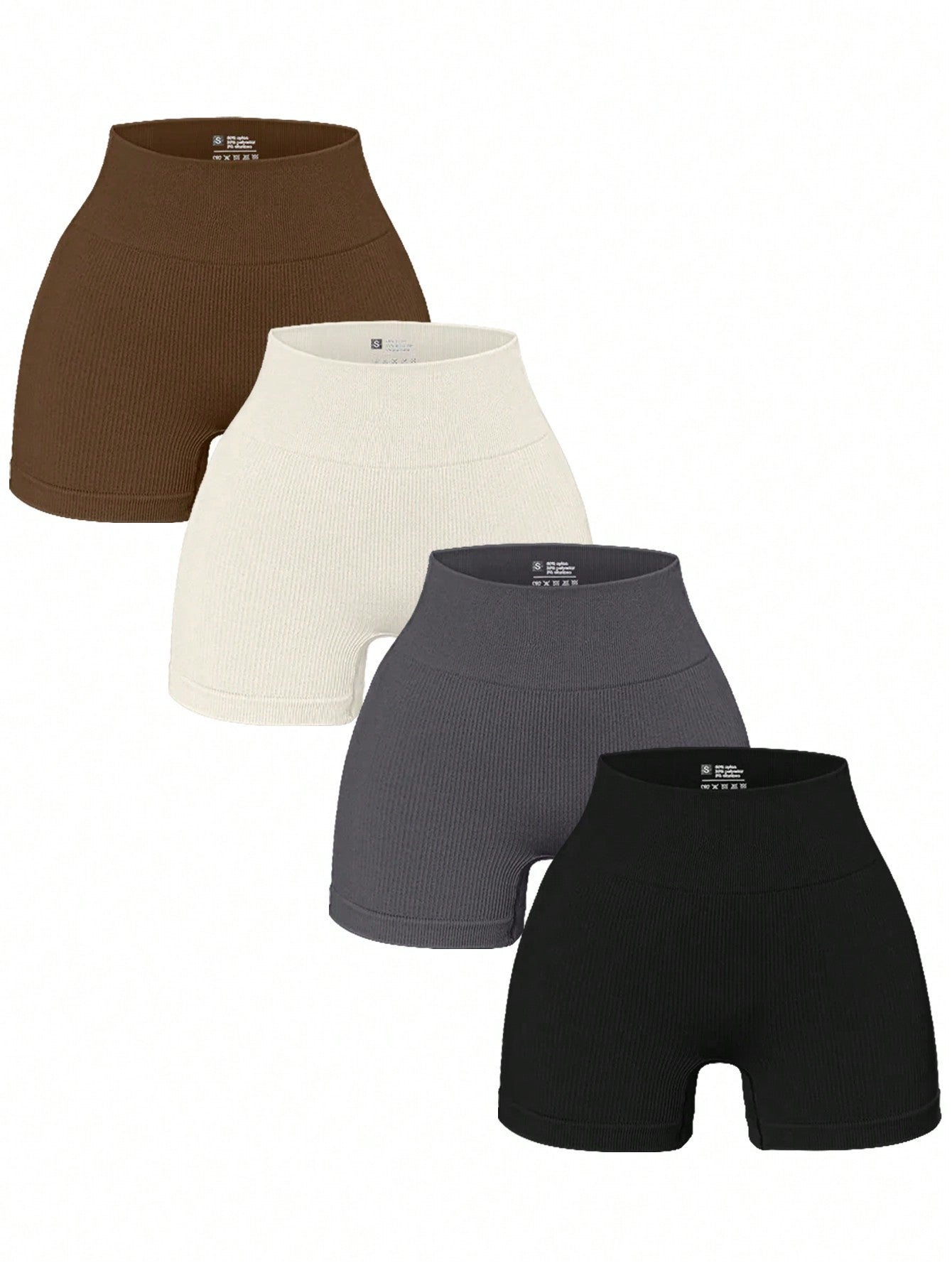 4pcs/Set Women's Seamless Yoga Shorts, High Waist, High Elasticity, Moisture Wicking, Solid Color, Suitable For Daily Wear And Exercise Spandex Shorts