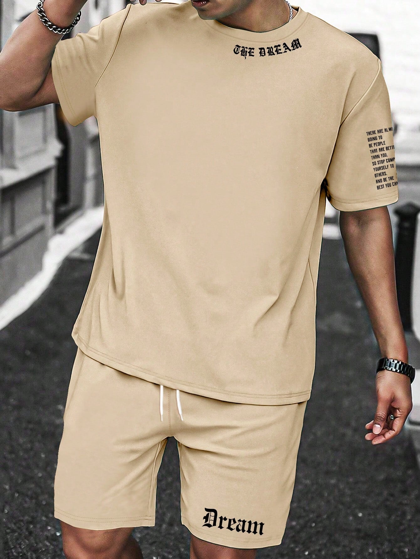 Men's Sporty Printed T-Shirt and Shorts 2 Piece Set