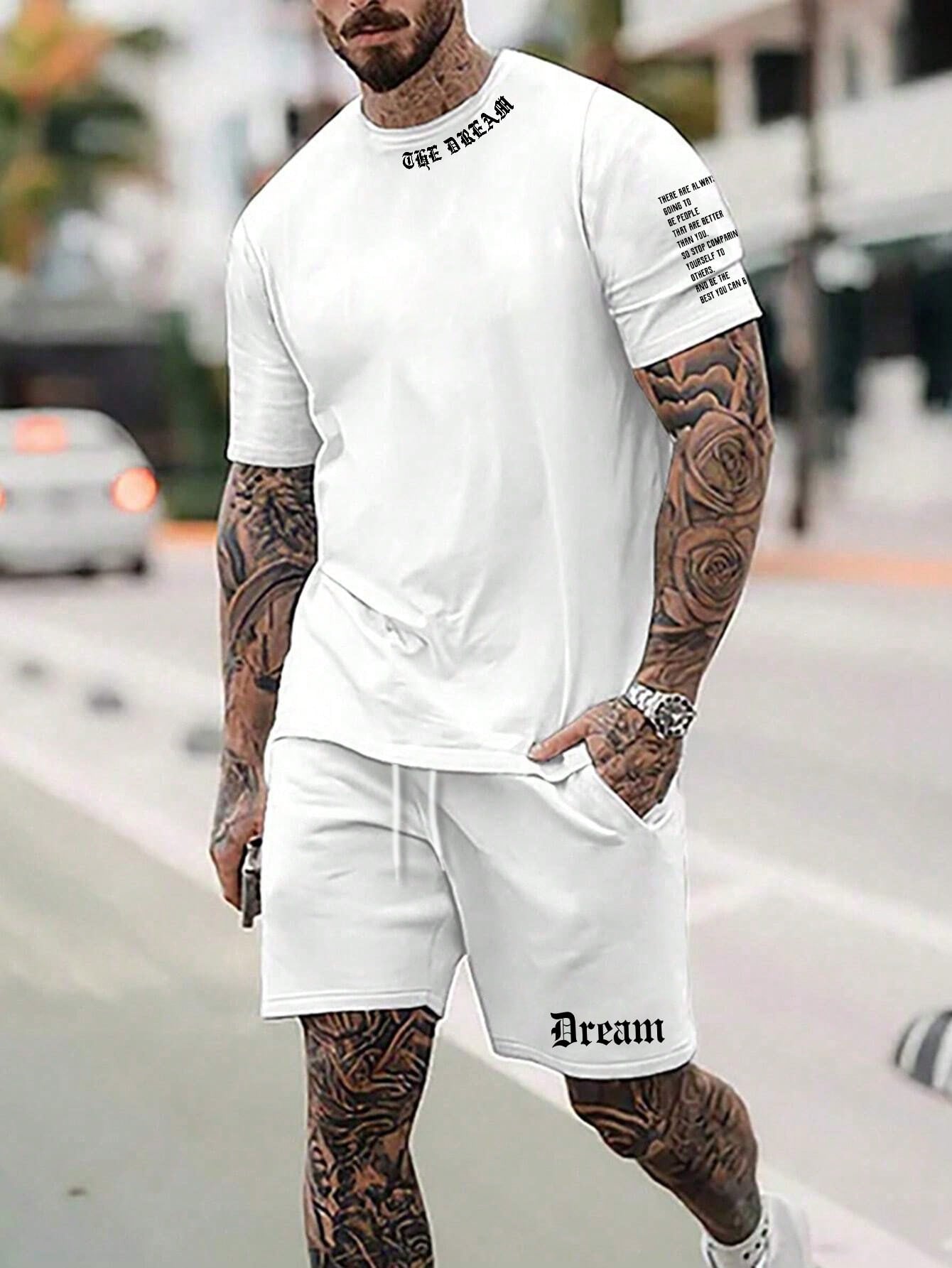 Men's Sporty Printed T-Shirt and Shorts 2 Piece Set