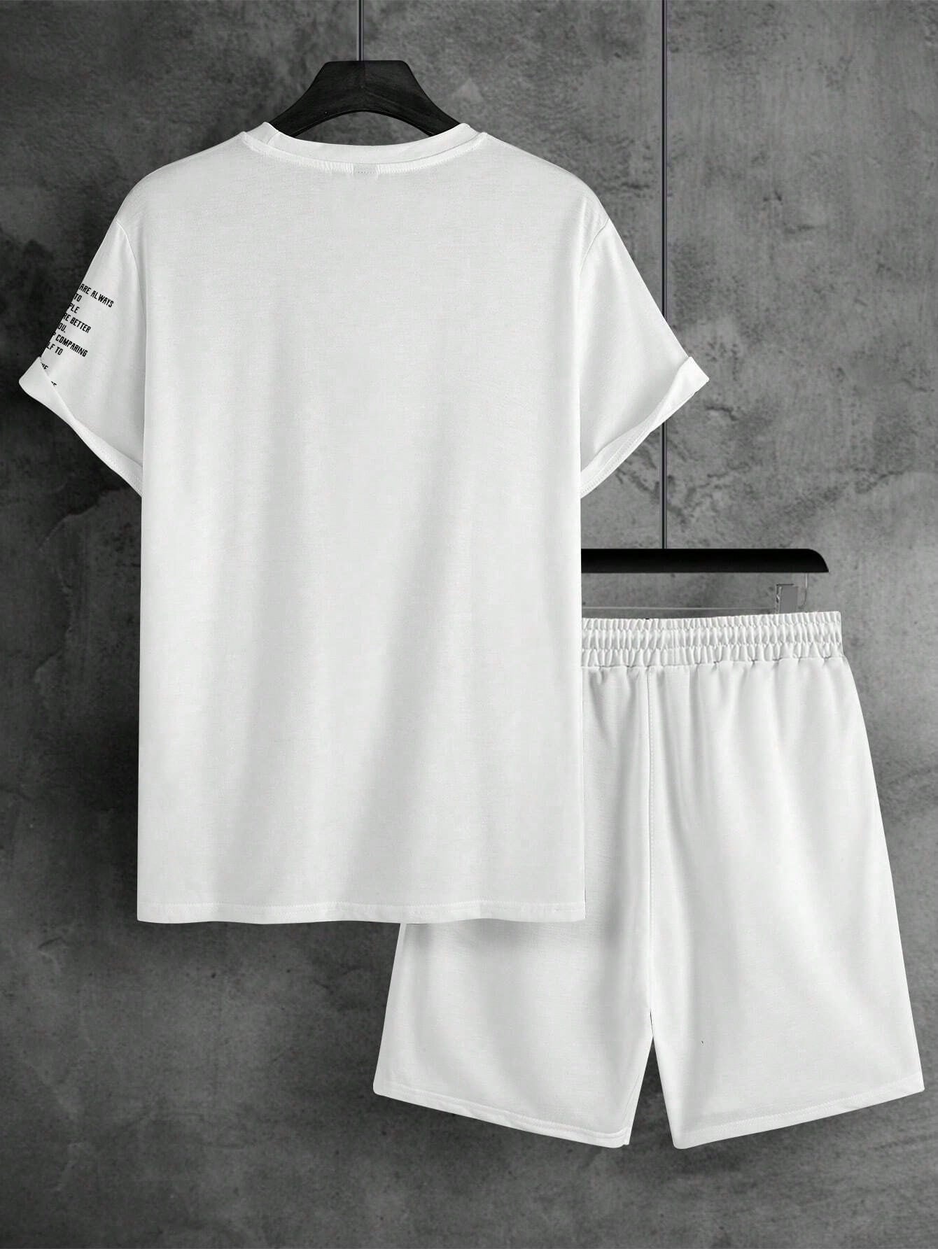 Men's Sporty Printed T-Shirt and Shorts 2 Piece Set
