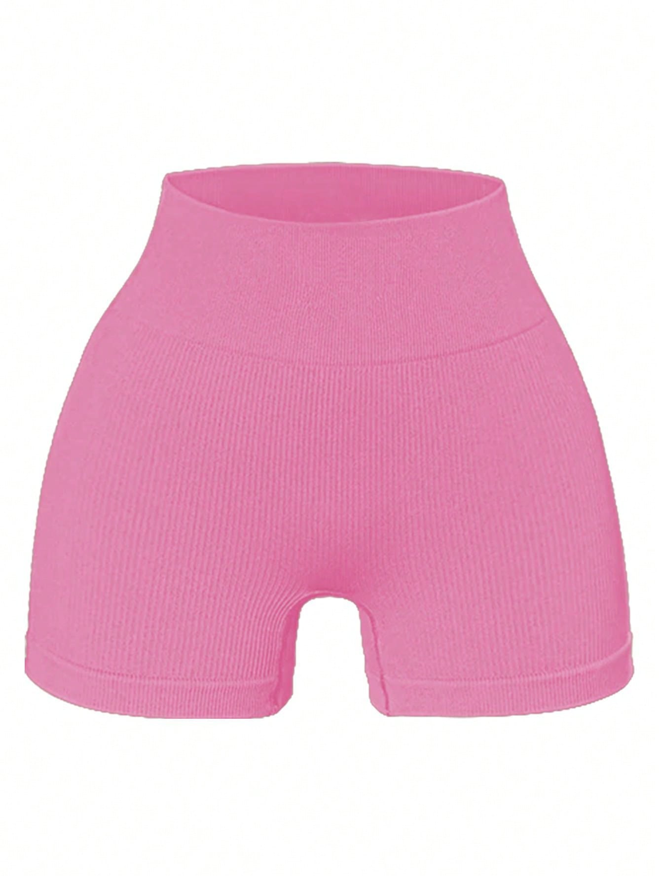 4pcs/Set Women's Seamless Yoga Shorts, High Waist, High Elasticity, Moisture Wicking, Solid Color, Suitable For Daily Wear And Exercise Spandex Shorts