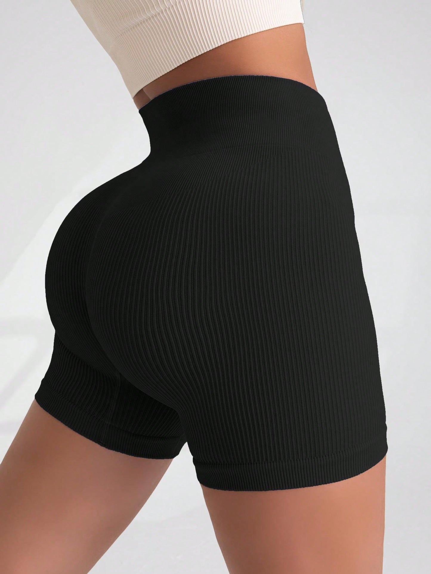 4pcs/Set Women's Seamless Yoga Shorts, High Waist, High Elasticity, Moisture Wicking, Solid Color, Suitable For Daily Wear And Exercise Spandex Shorts