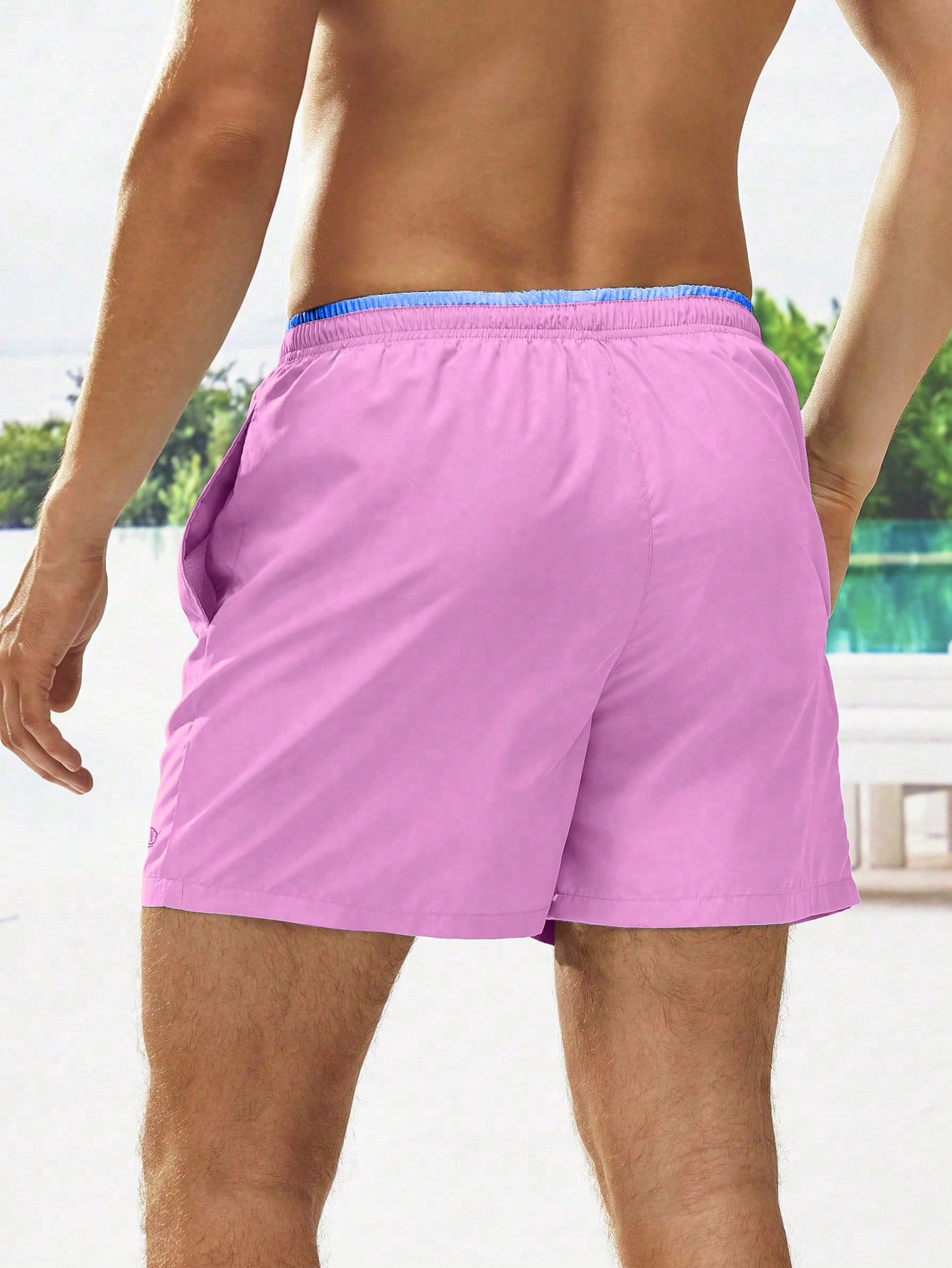 Men's Letter Drawstring Waist Swim Trunks