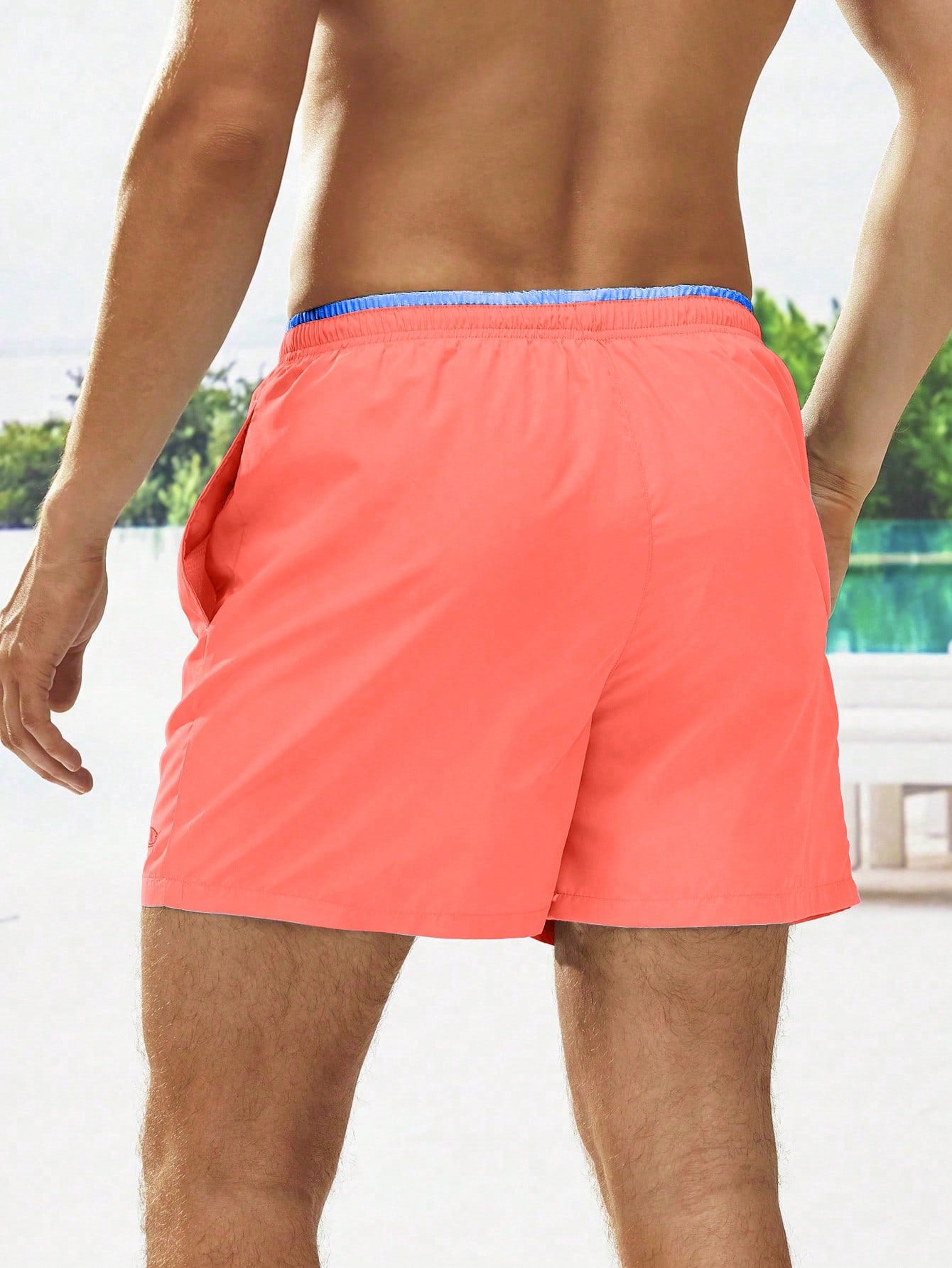 Men's Letter Drawstring Waist Swim Trunks