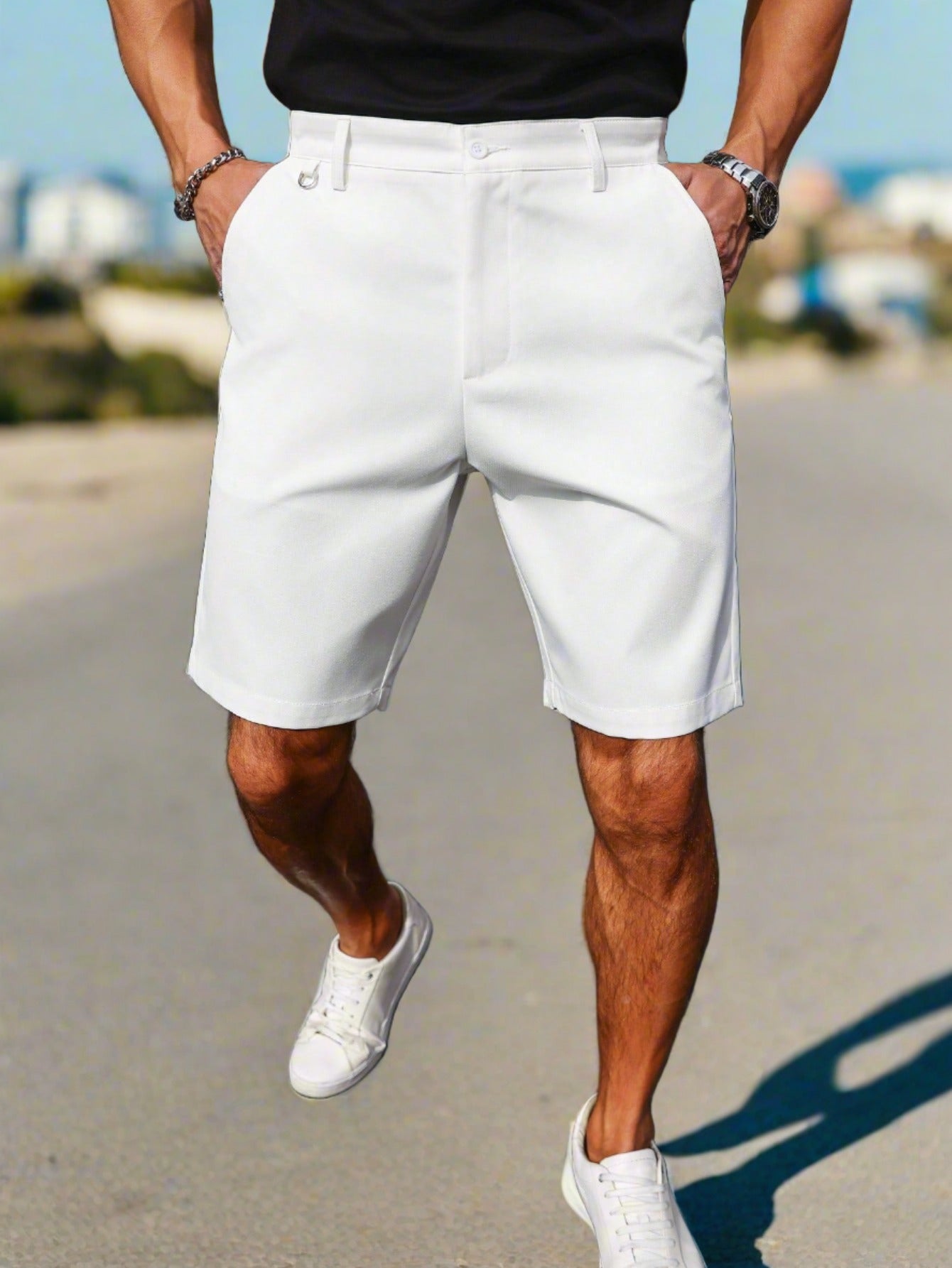Men's White Casual Shorts